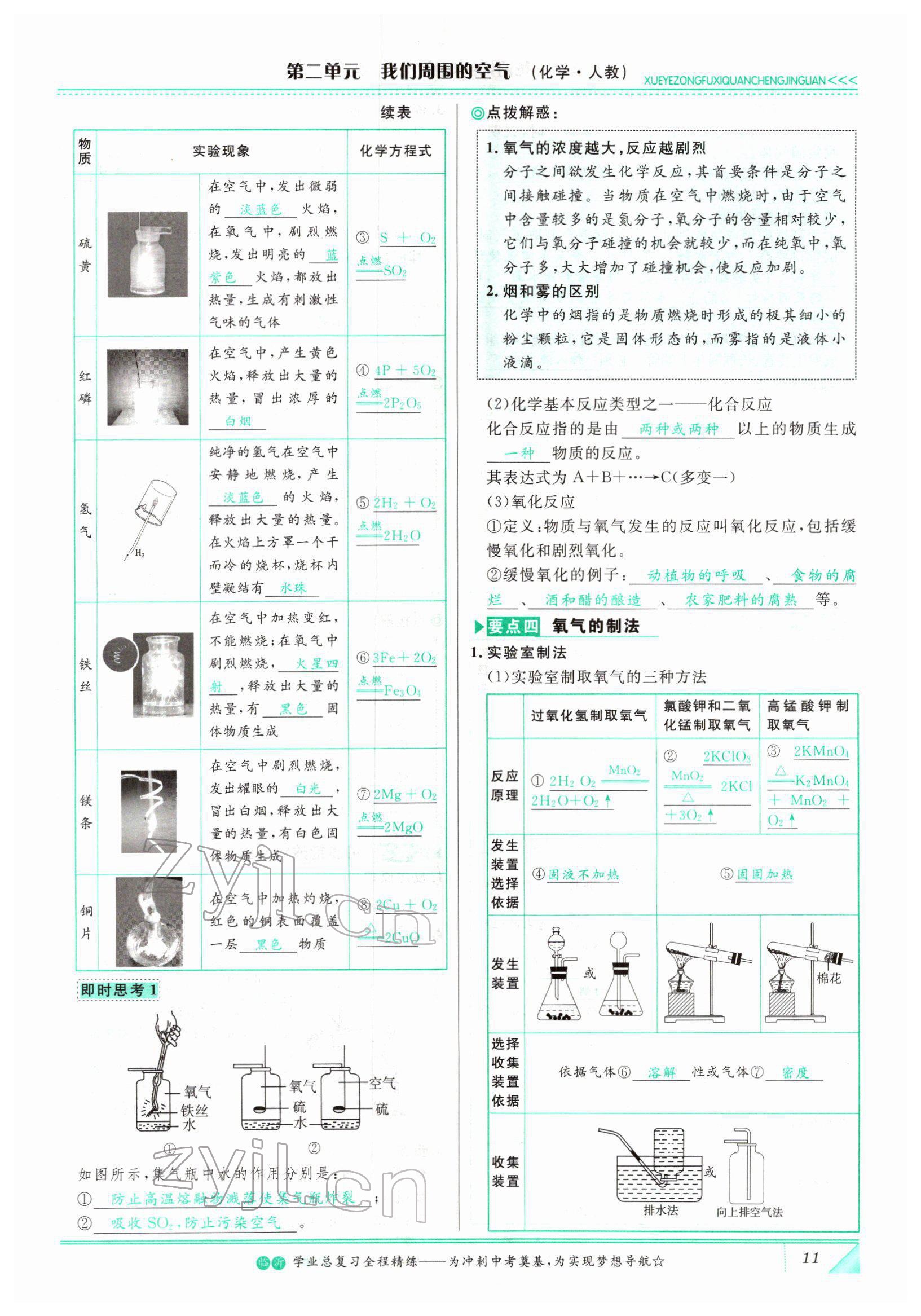 2022年智慧大課堂學(xué)業(yè)總復(fù)習(xí)全程精練化學(xué)人教版 參考答案第11頁