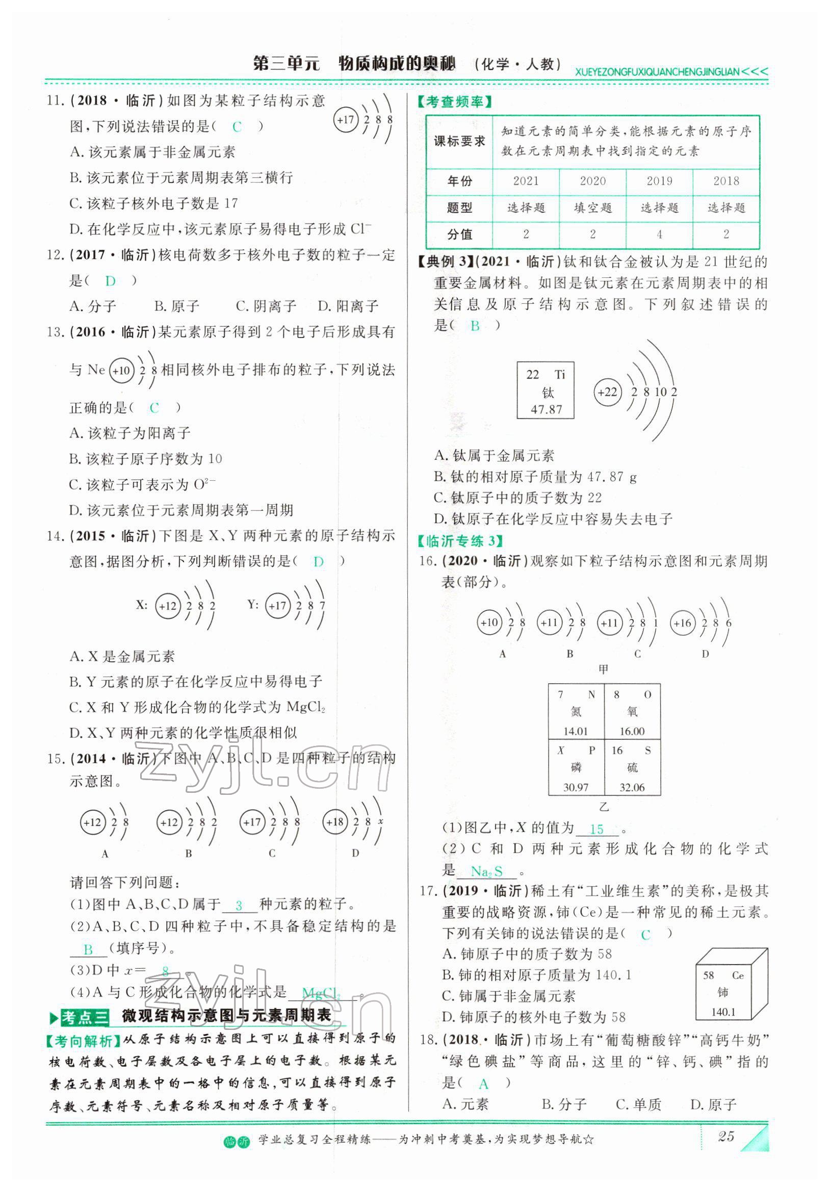 2022年智慧大課堂學(xué)業(yè)總復(fù)習(xí)全程精練化學(xué)人教版 參考答案第25頁