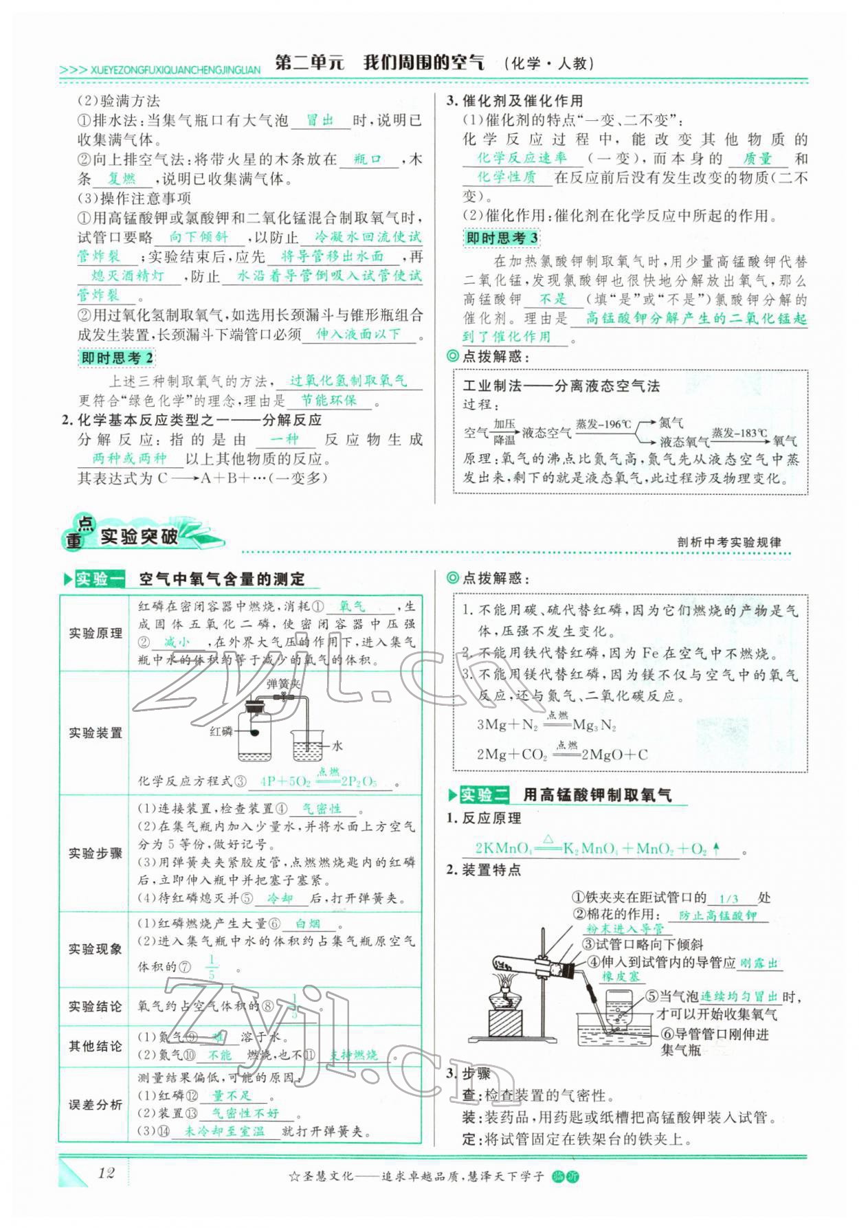 2022年智慧大課堂學(xué)業(yè)總復(fù)習(xí)全程精練化學(xué)人教版 參考答案第12頁(yè)