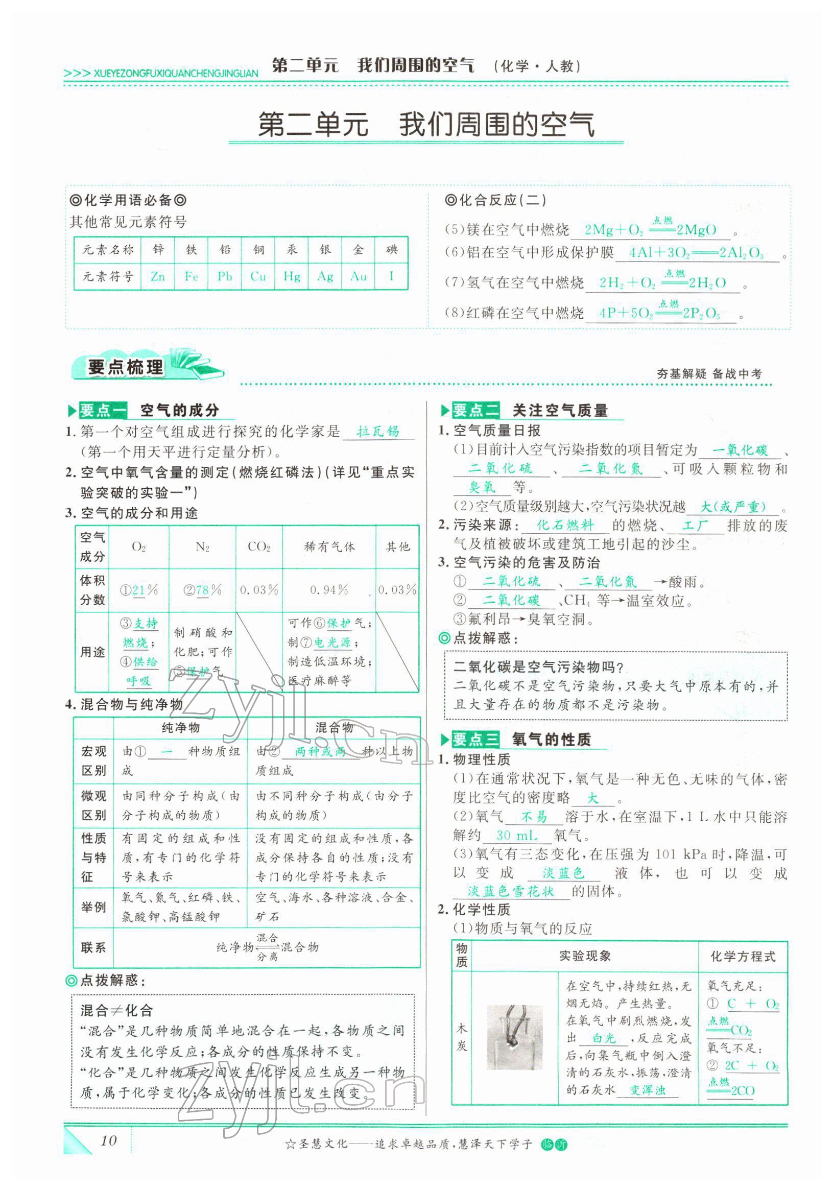 2022年智慧大課堂學(xué)業(yè)總復(fù)習(xí)全程精練化學(xué)人教版 參考答案第10頁