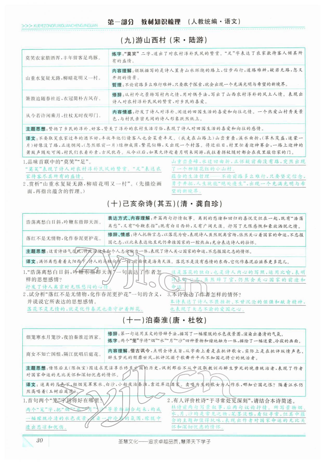 2022年智慧大課堂學(xué)業(yè)總復(fù)習(xí)全程精練語文人教版 參考答案第86頁