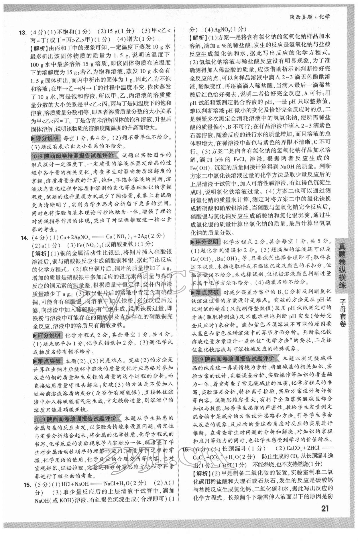 2022年萬唯中考真題化學人教版陜西專版 第21頁
