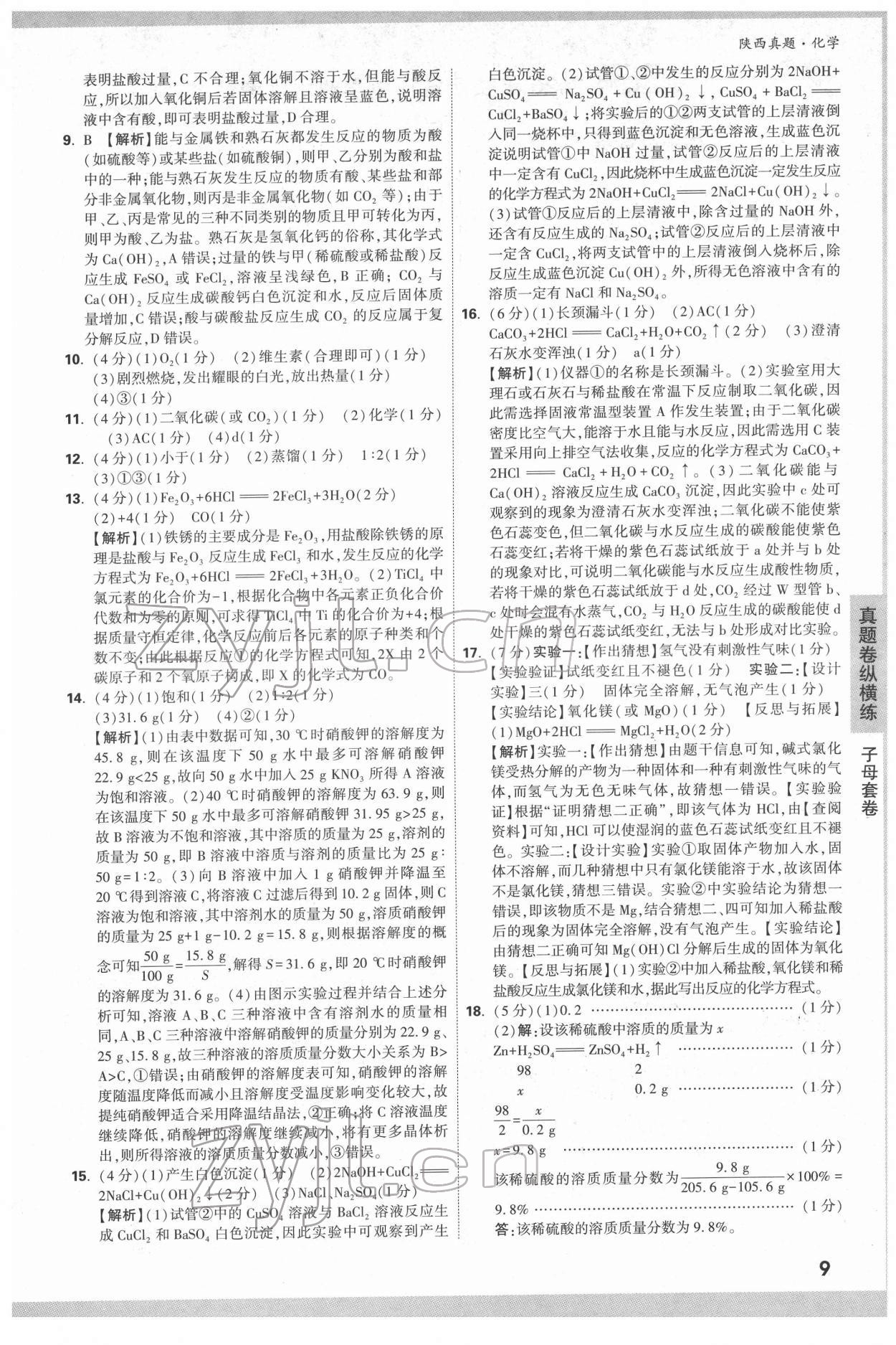 2022年萬唯中考真題化學人教版陜西專版 第9頁