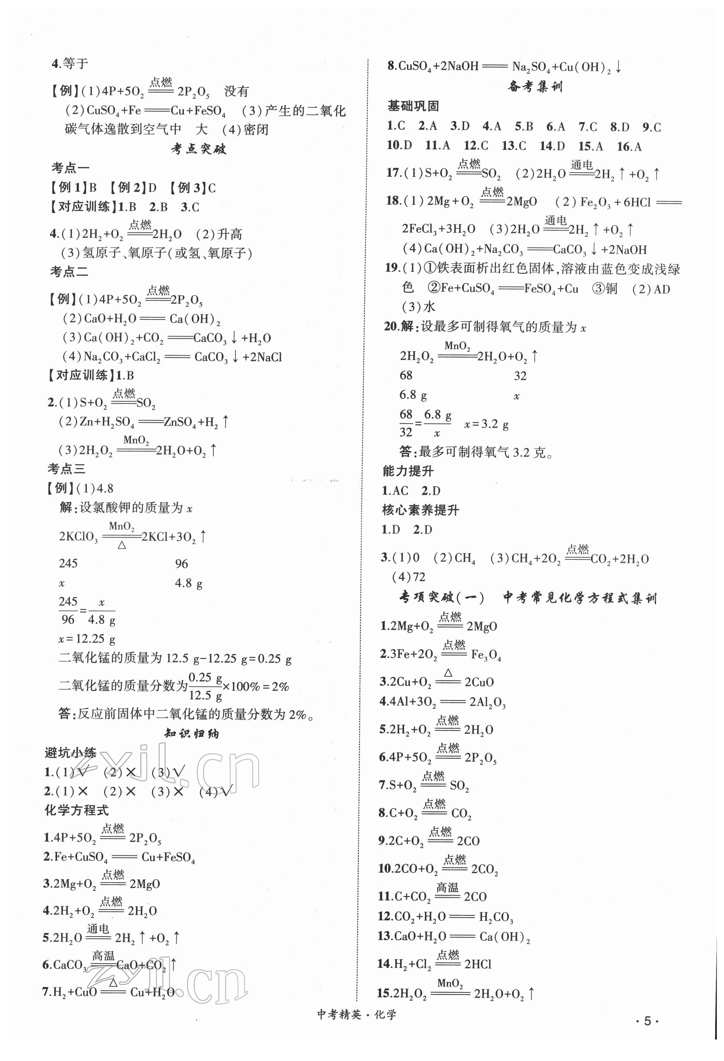 2022年黃岡金牌之路中考精英總復(fù)習(xí)化學(xué)人教版 第5頁(yè)