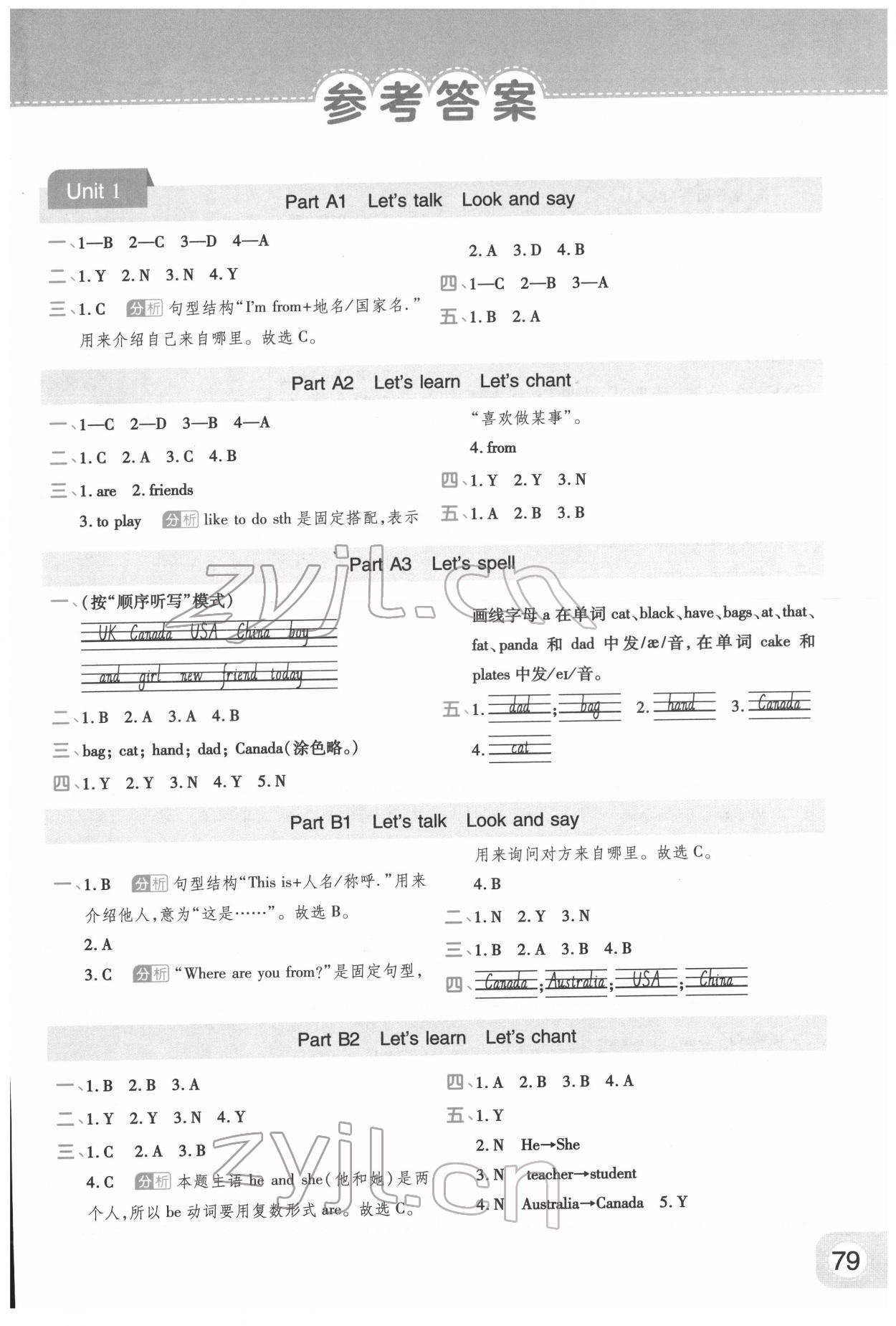 2022年黃岡同步練一日一練三年級(jí)英語(yǔ)下冊(cè)人教版 參考答案第1頁(yè)