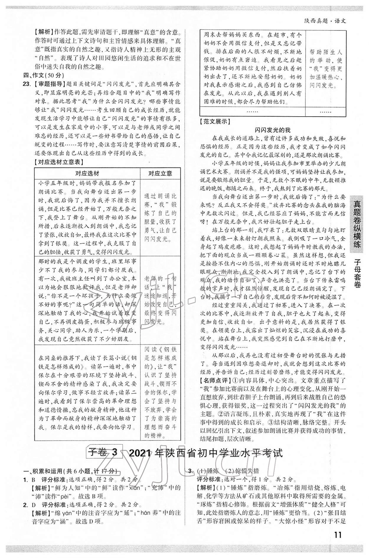 2022年萬(wàn)唯中考真題語(yǔ)文人教版陜西專版 第11頁(yè)