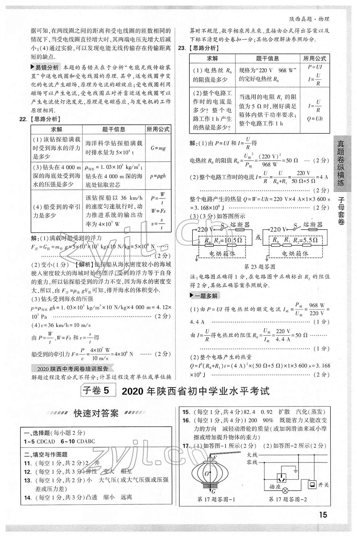 2022年萬唯中考真題物理人教版陜西專版 第15頁
