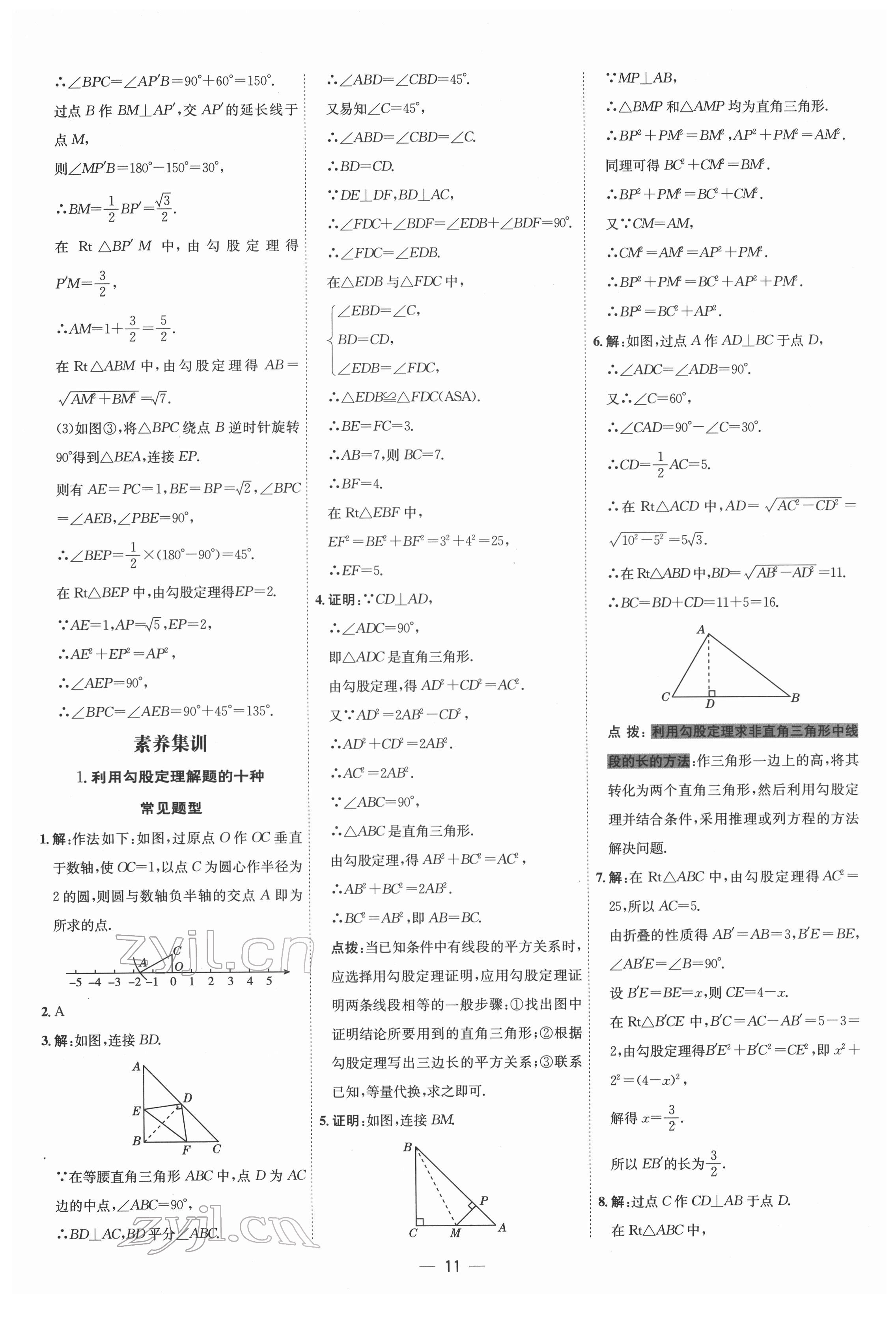 2022年点拨训练八年级数学下册人教版 参考答案第10页