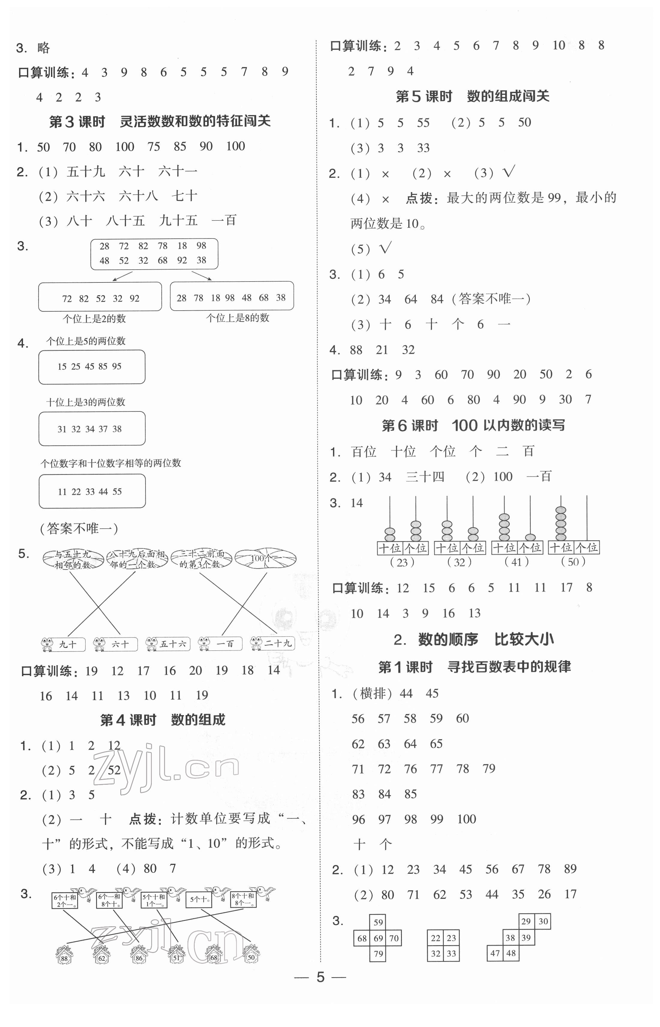 2022年綜合應(yīng)用創(chuàng)新題典中點一年級數(shù)學(xué)下冊人教版 參考答案第5頁