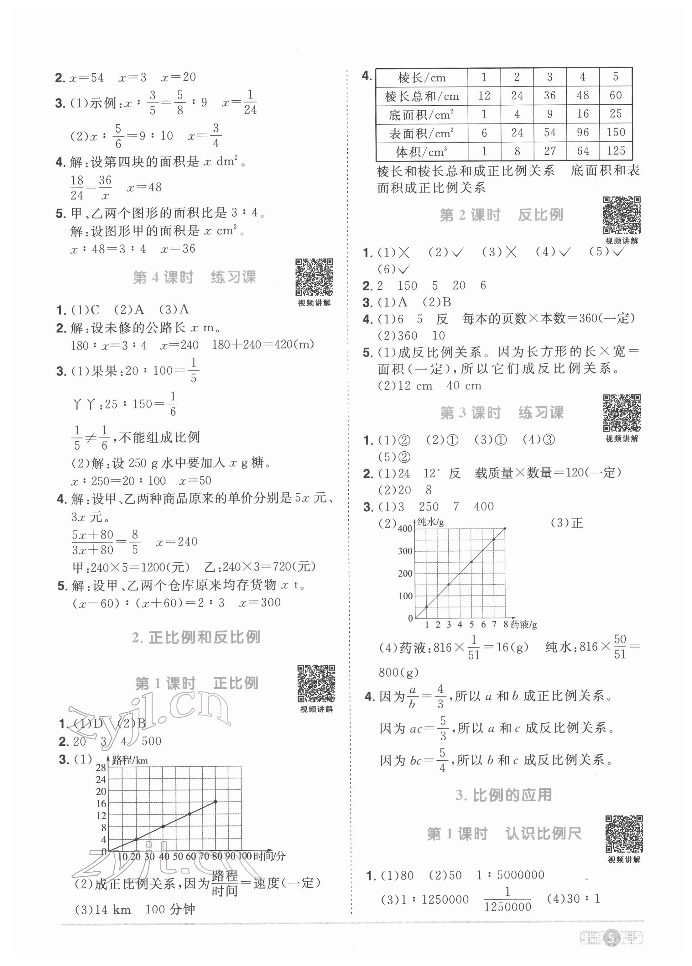 2022年阳光同学课时优化作业六年级数学下册人教版菏泽专版 参考答案第5页