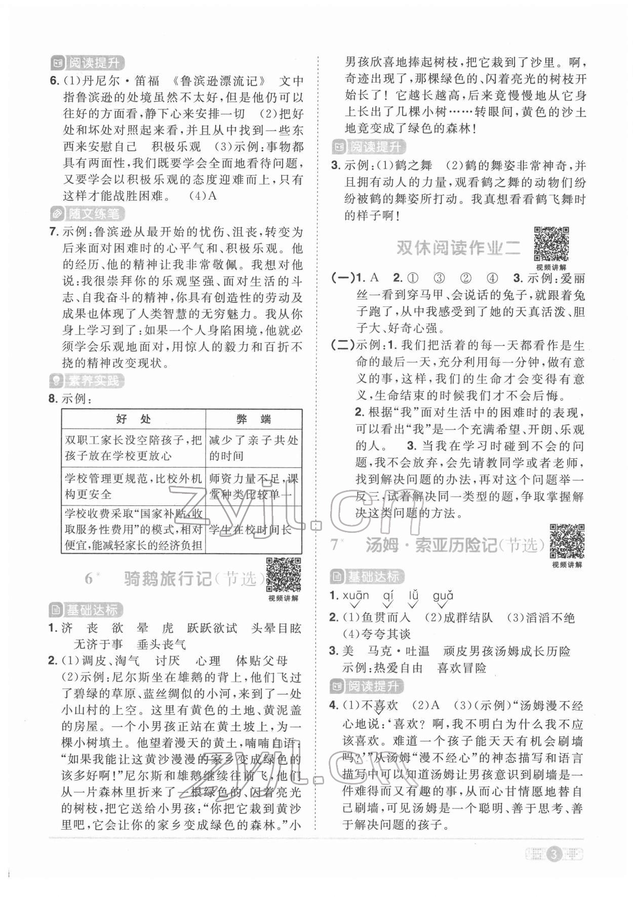 2022年陽(yáng)光同學(xué)課時(shí)優(yōu)化作業(yè)六年級(jí)語(yǔ)文下冊(cè)人教版菏澤專(zhuān)版 參考答案第3頁(yè)