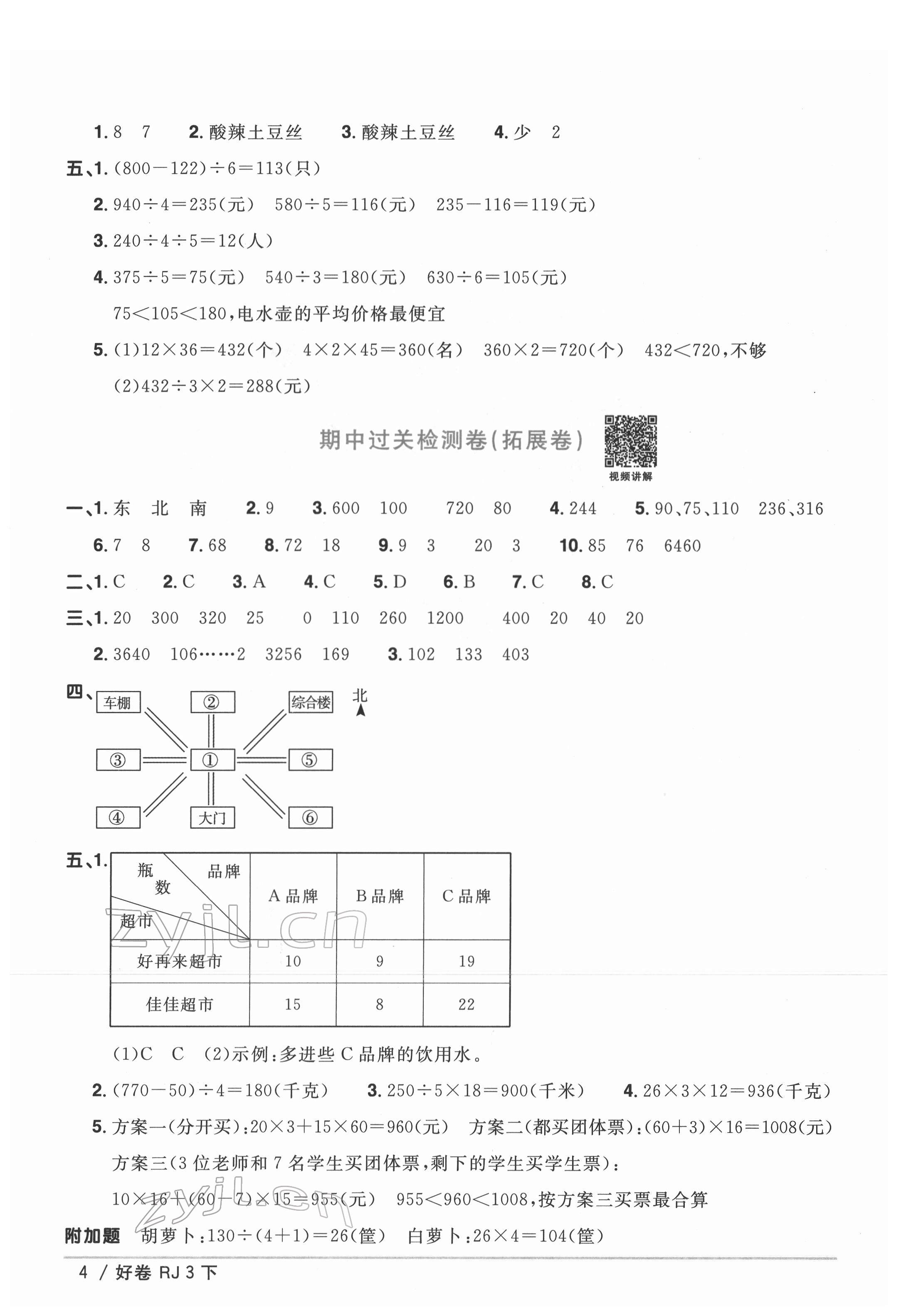 2022年陽光同學(xué)一線名師全優(yōu)好卷三年級數(shù)學(xué)下冊人教版 第4頁