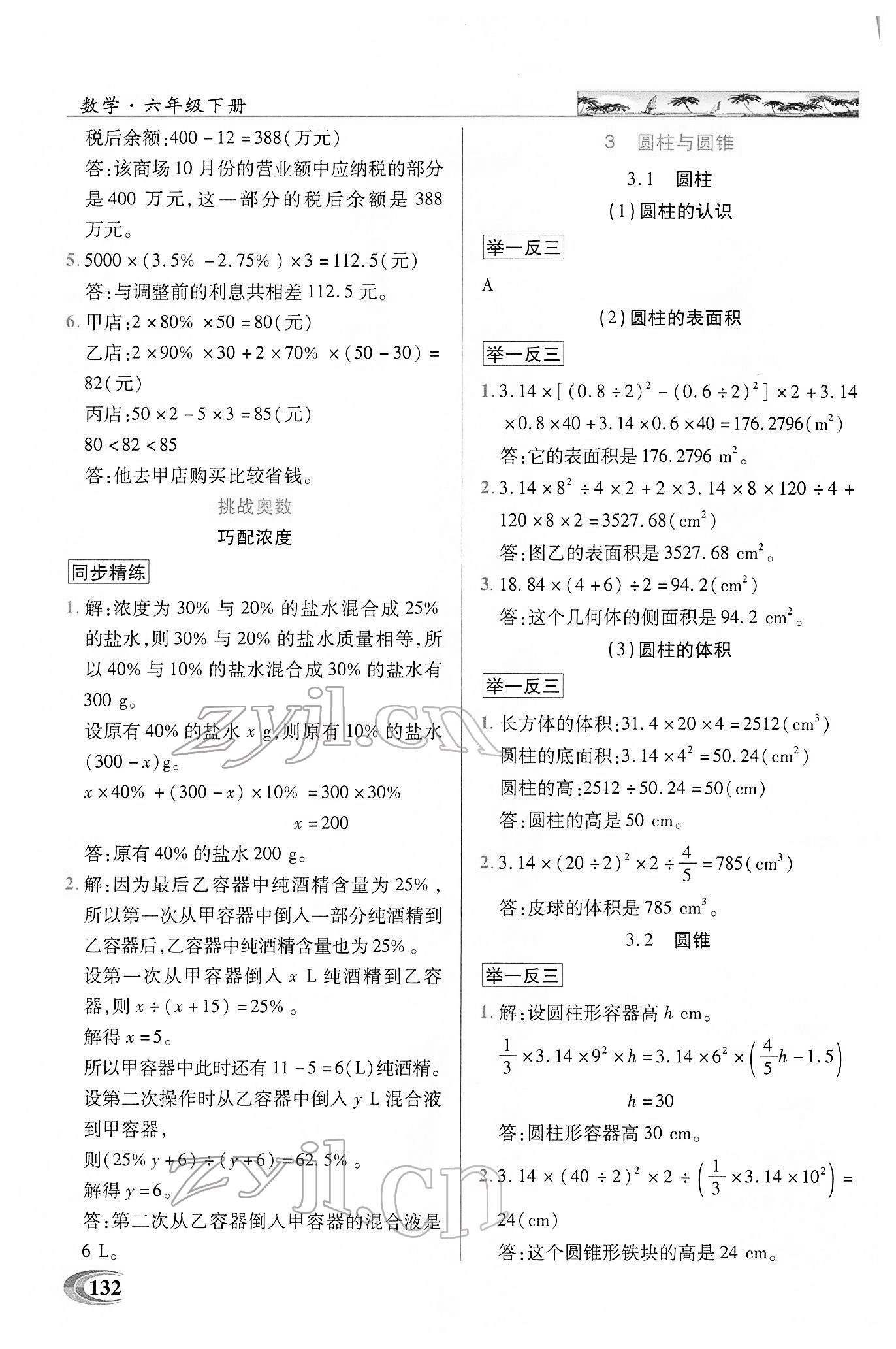 2022年英才教程探究習(xí)案課時精練六年級數(shù)學(xué)下冊人教版 第2頁