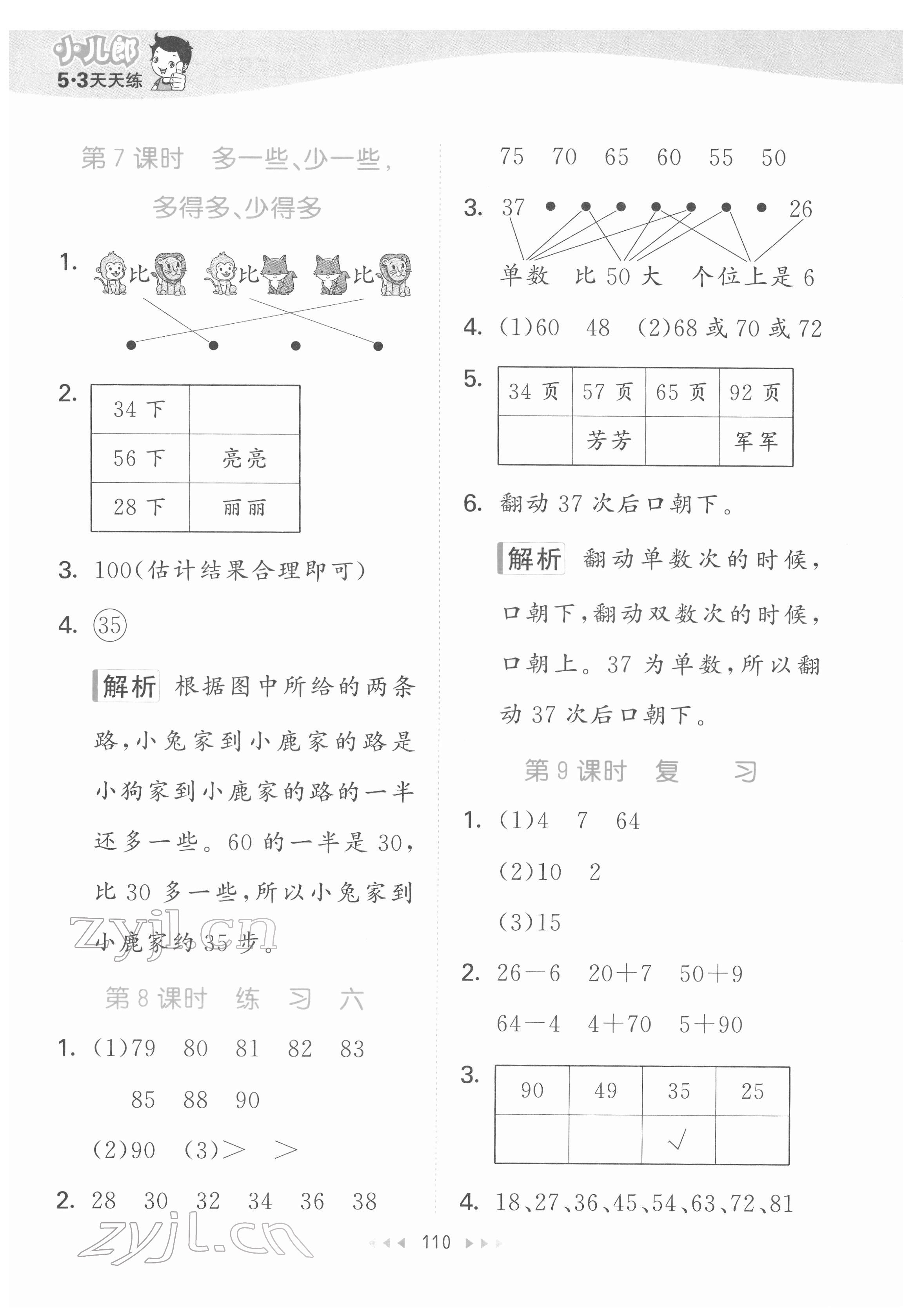 2022年53天天練一年級(jí)數(shù)學(xué)下冊(cè)蘇教版 第10頁(yè)