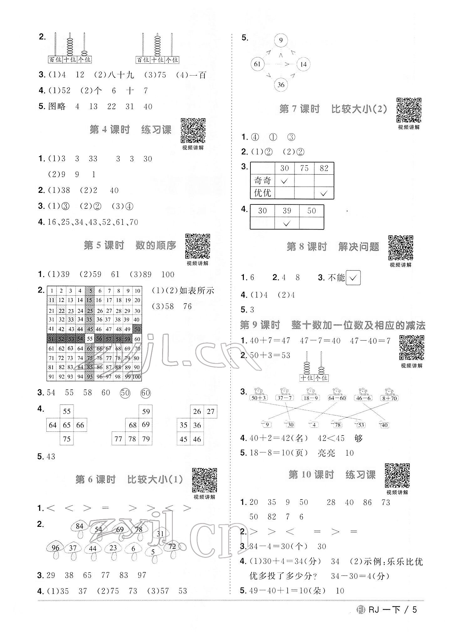 2022年阳光同学课时优化作业一年级数学下册人教版福建专版 第5页