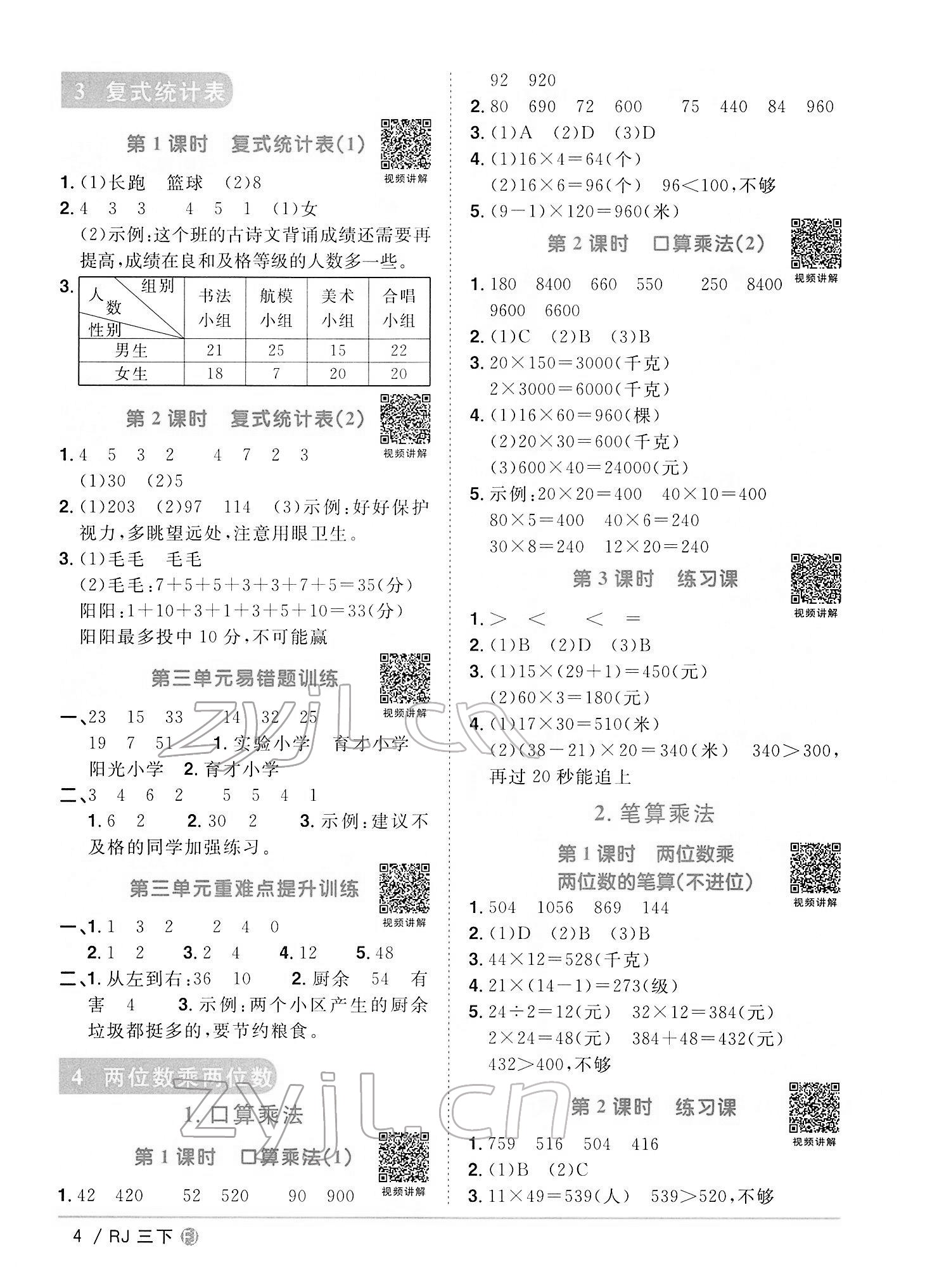 2022年阳光同学课时优化作业三年级数学下册人教版福建专版 第4页