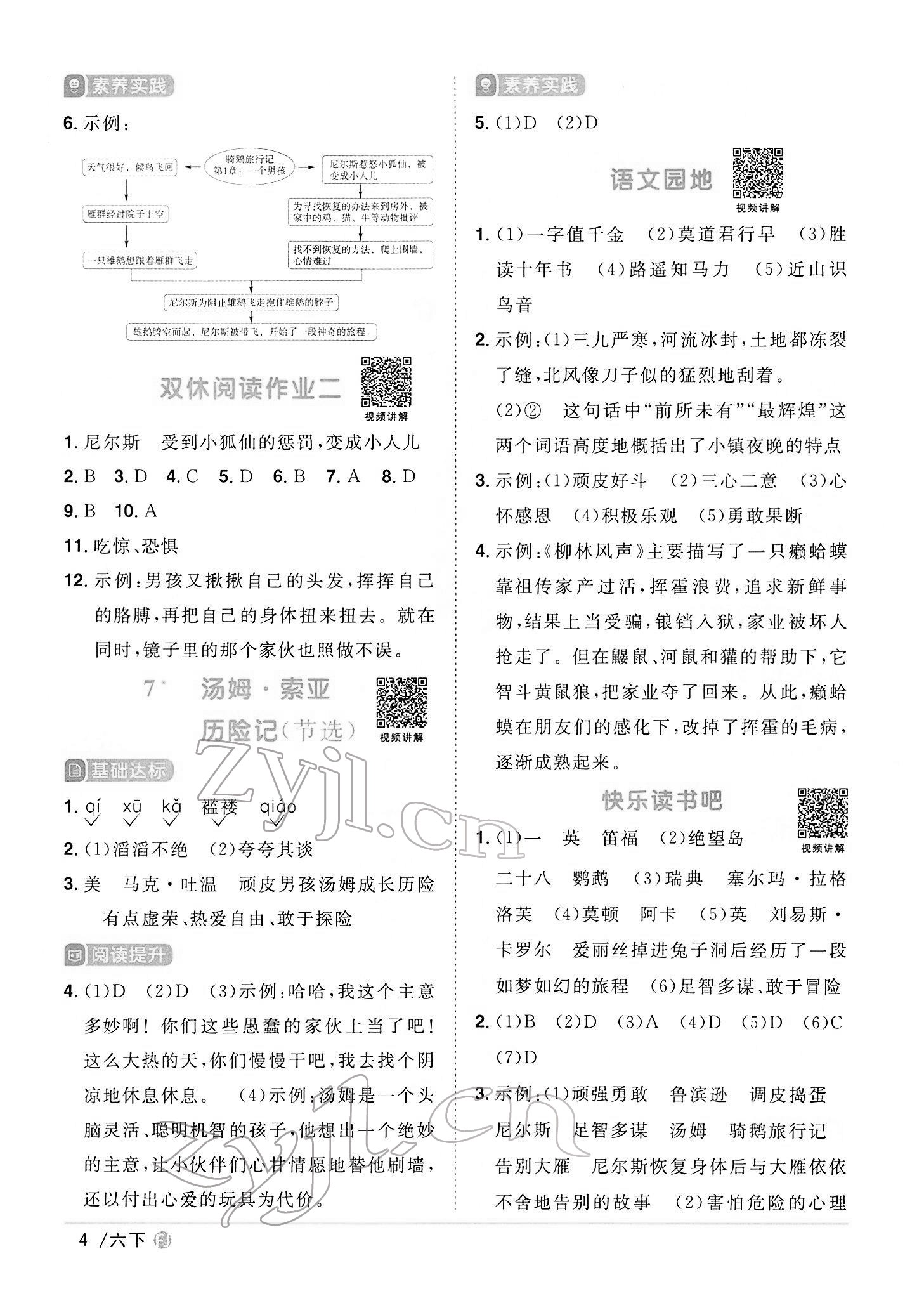 2022年阳光同学课时优化作业六年级语文下册人教版福建专版 第4页