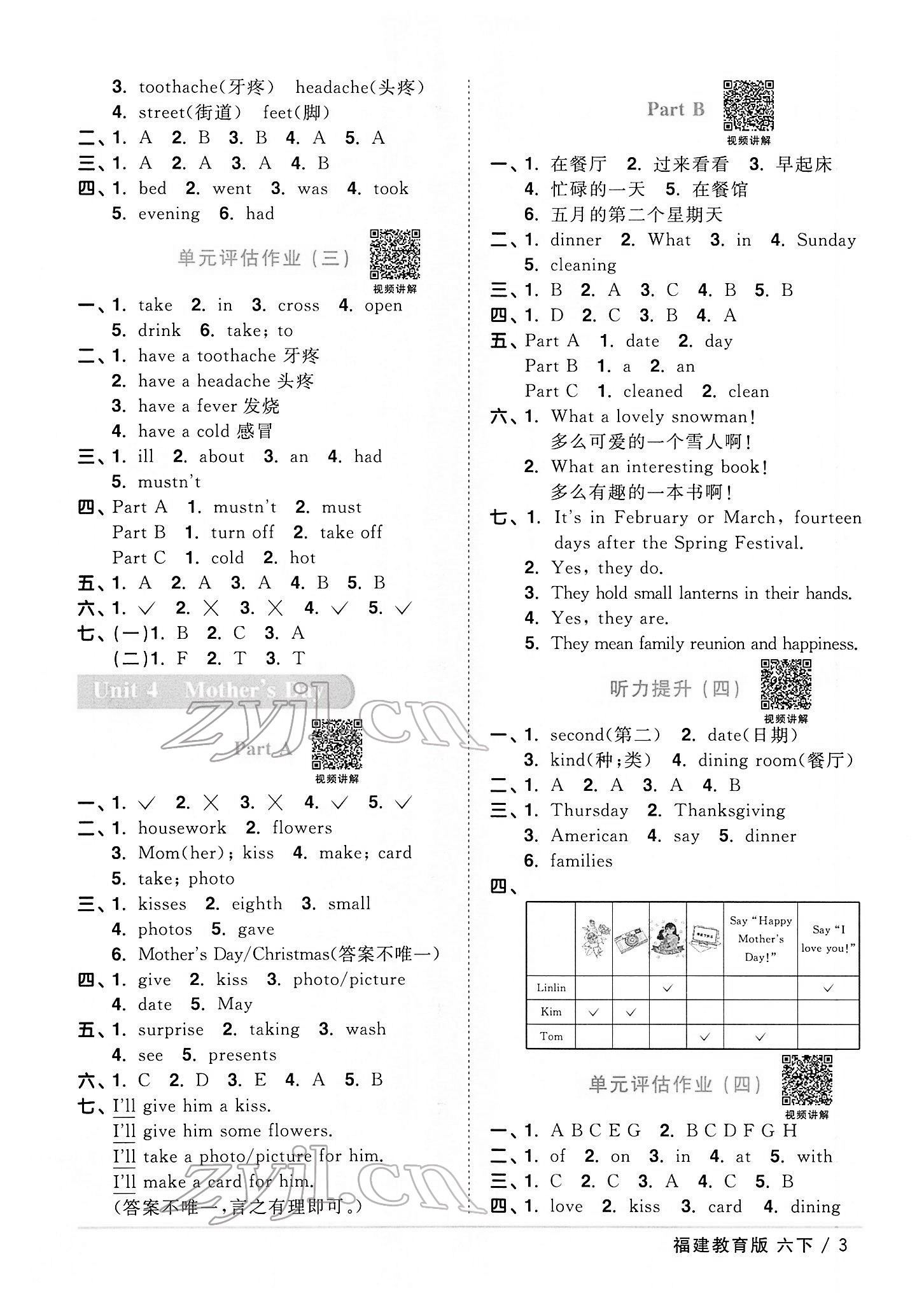 2022年陽光同學(xué)課時(shí)優(yōu)化作業(yè)六年級(jí)英語下冊福建教育版 第3頁