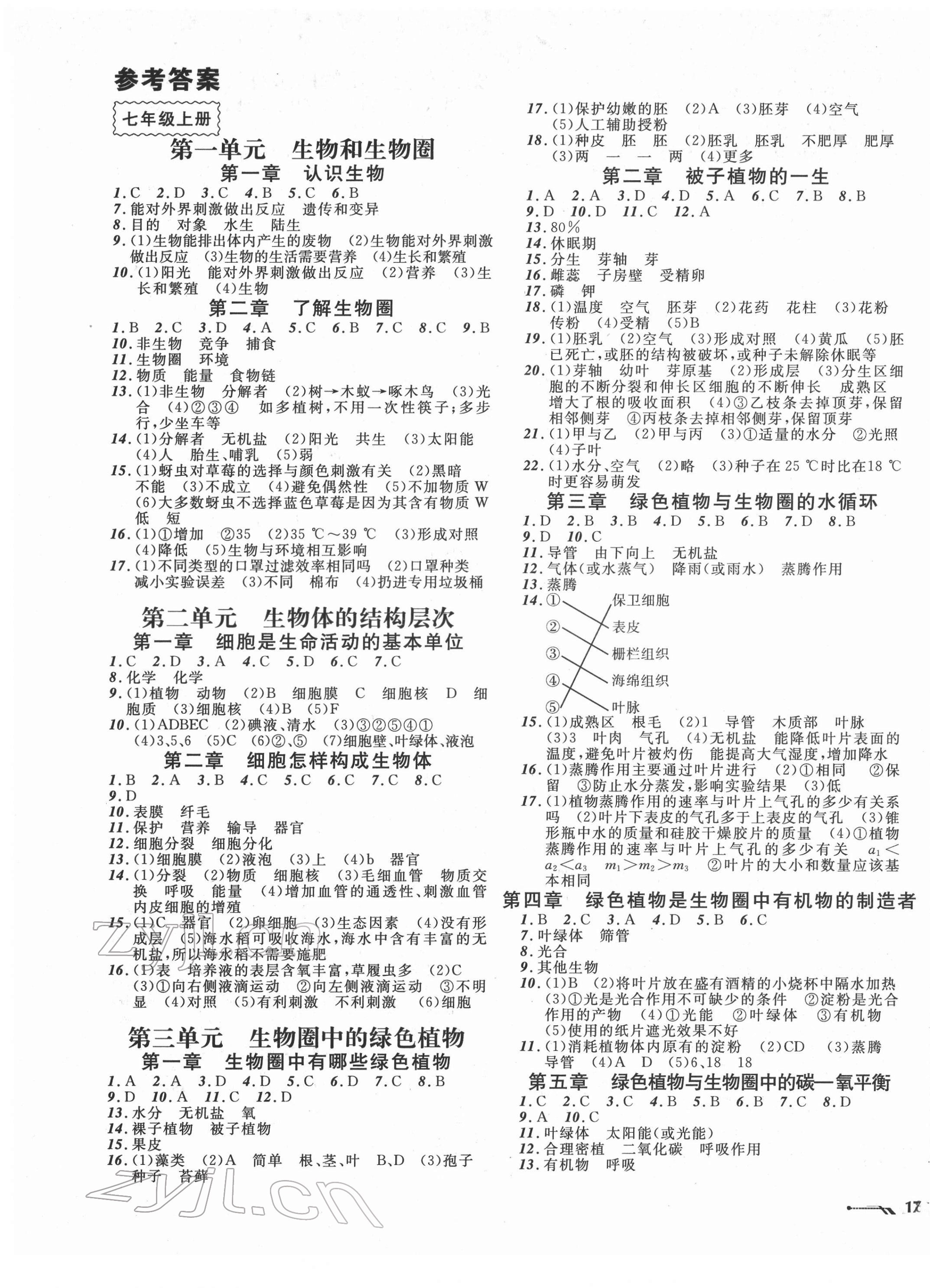 2022年中考全程復(fù)習(xí)訓(xùn)練生物大連專版 第1頁