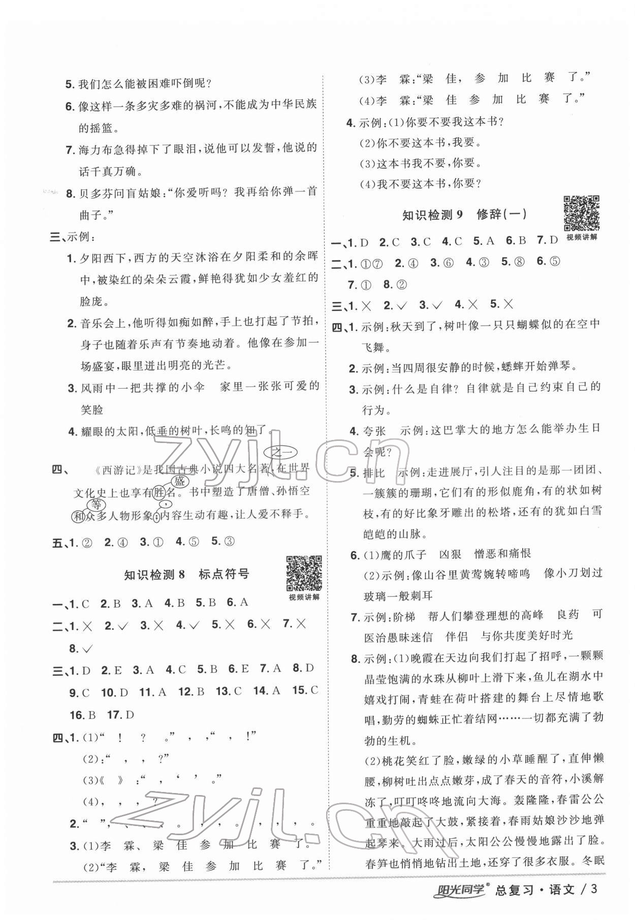 2022年阳光同学小学毕业升学系统总复习六年级语文浙江专版 第3页