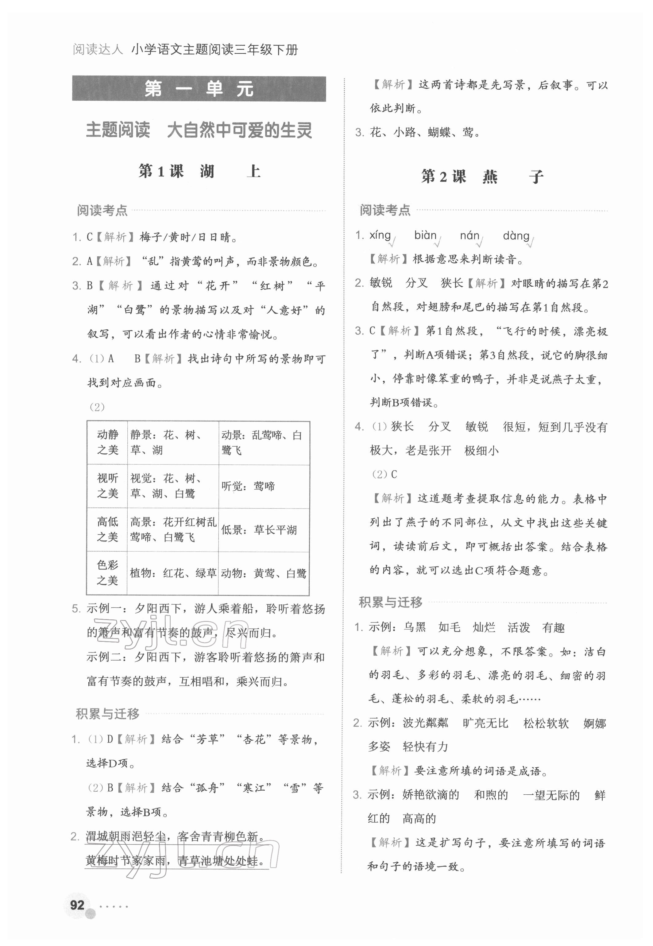 2022年閱讀達(dá)人浙江工商大學(xué)出版社三年級(jí)語(yǔ)文人教版 參考答案第1頁(yè)