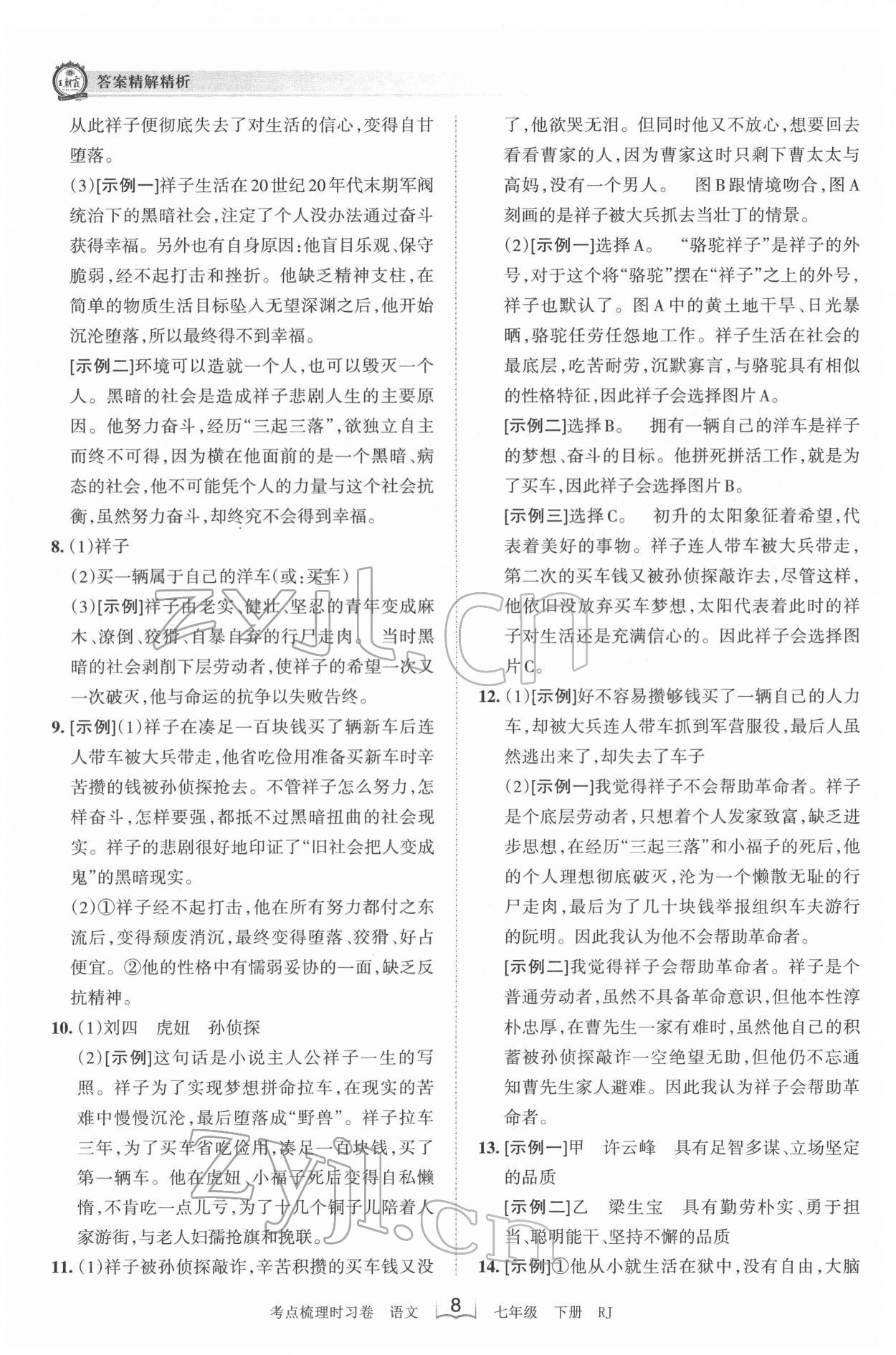 2022年王朝霞考點(diǎn)梳理時(shí)習(xí)卷七年級(jí)語(yǔ)文下冊(cè)人教版 第8頁(yè)