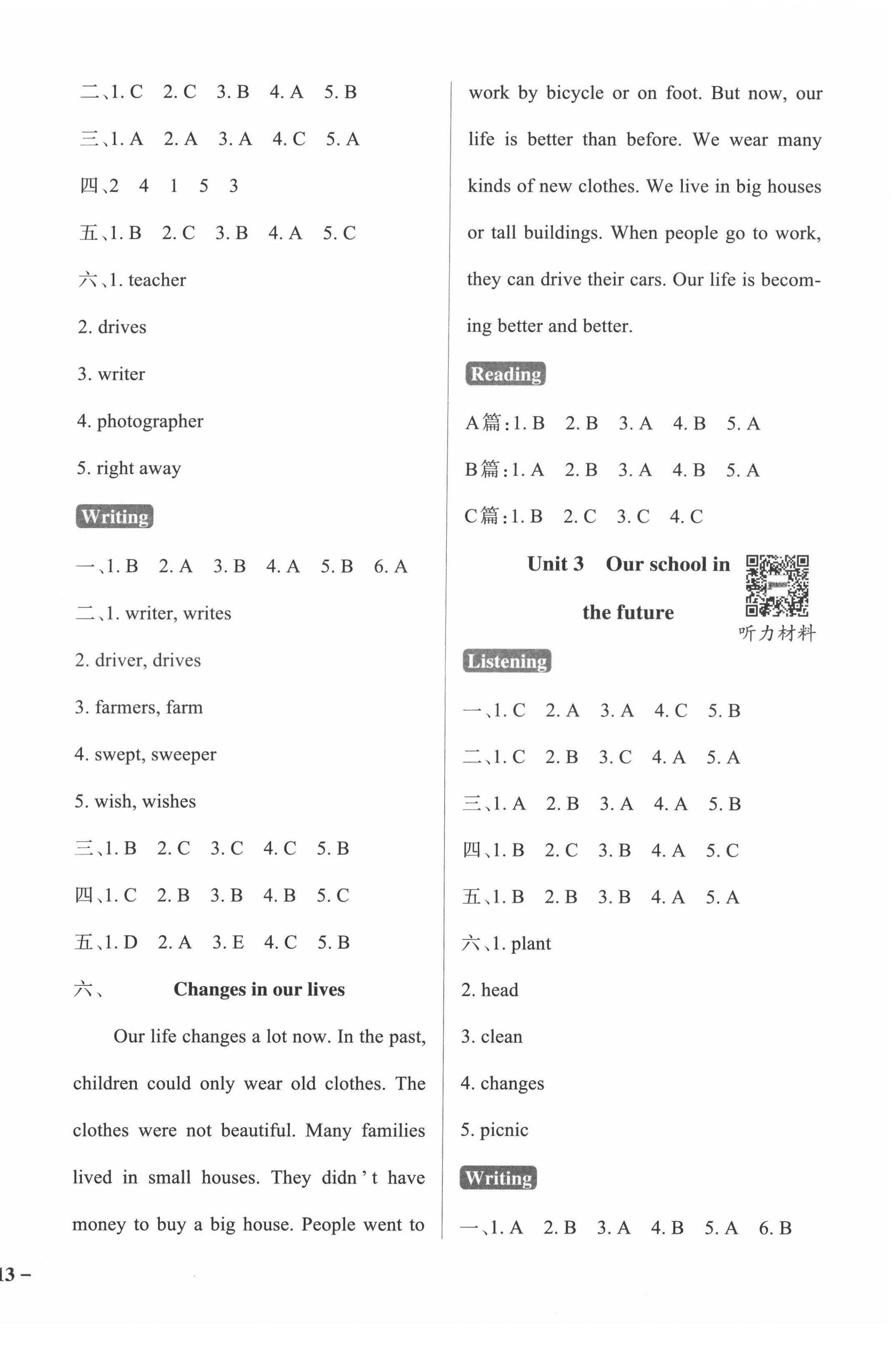 2022年小学学霸作业本六年级英语下册沪教版 参考答案第2页