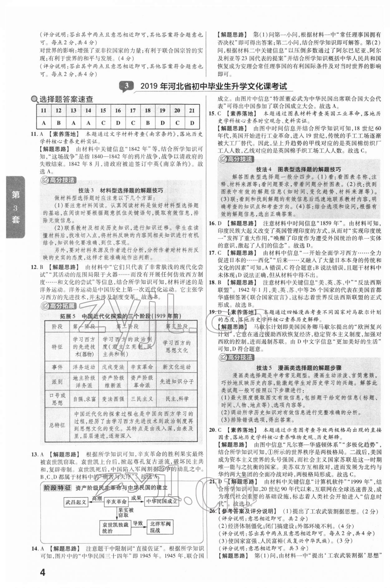 2022年金考卷45套匯編歷史河北專(zhuān)版 參考答案第4頁(yè)