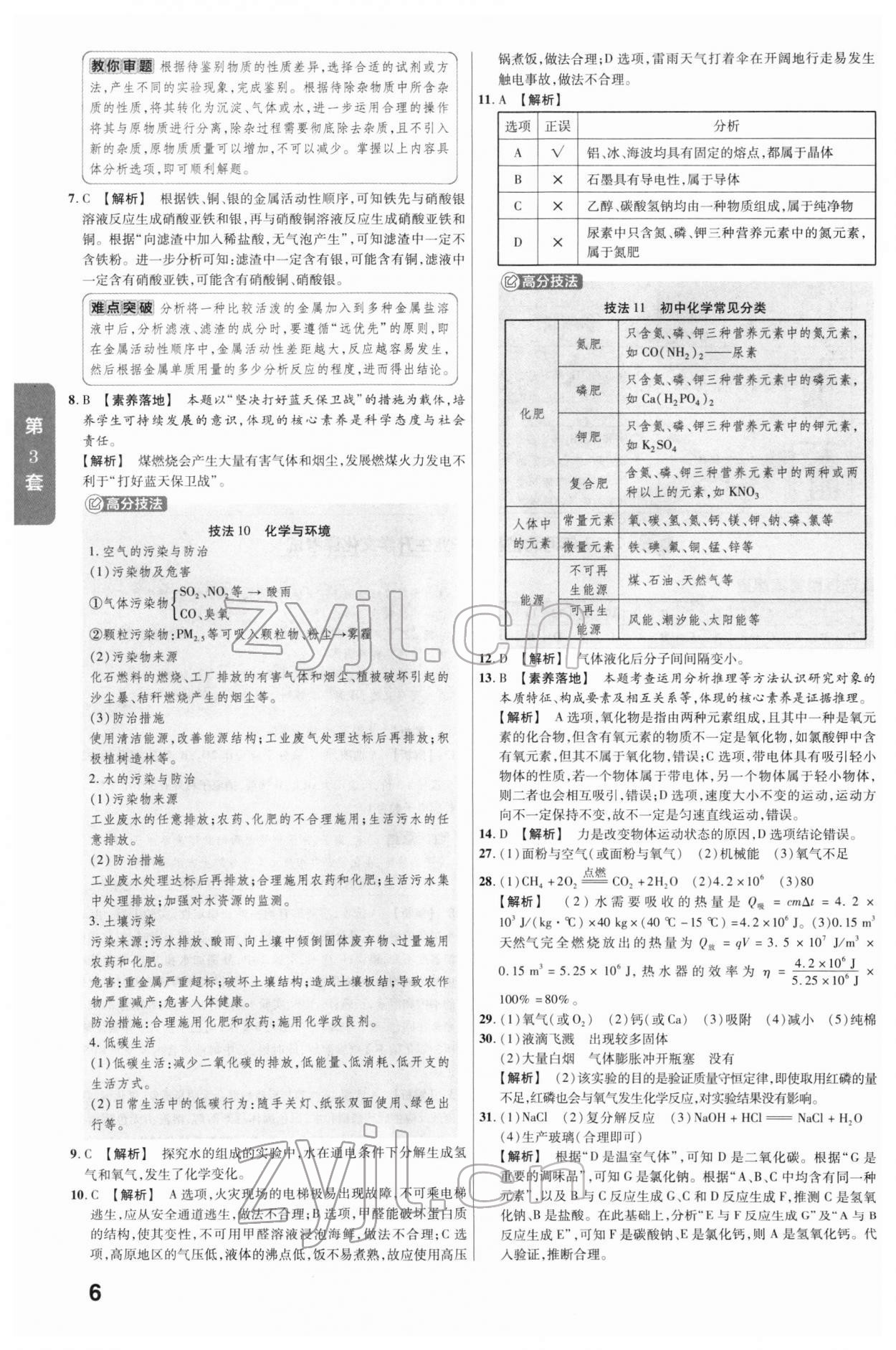 2022年河北中考金考卷45套匯編化學(xué) 參考答案第6頁