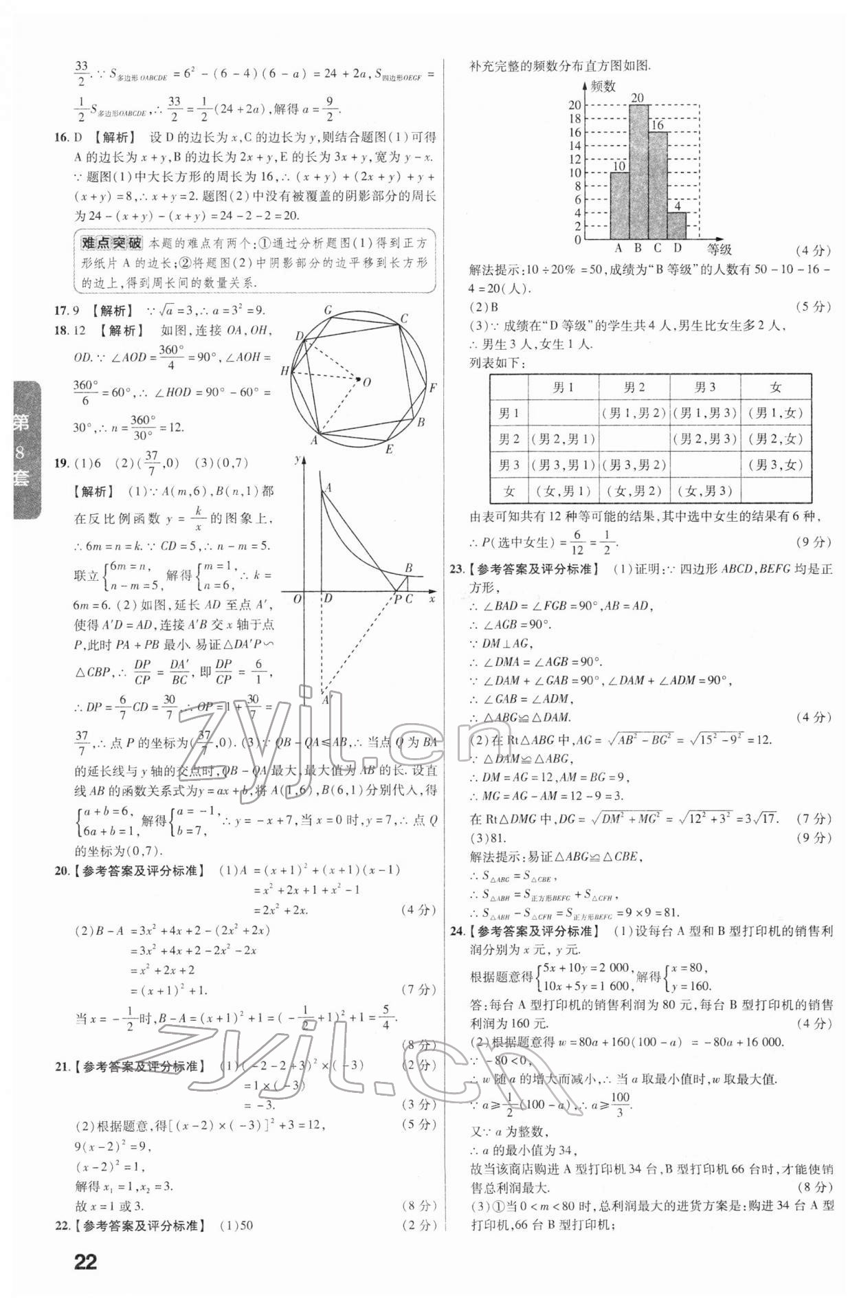 2022年金考卷河北中考45套匯編數(shù)學 參考答案第22頁