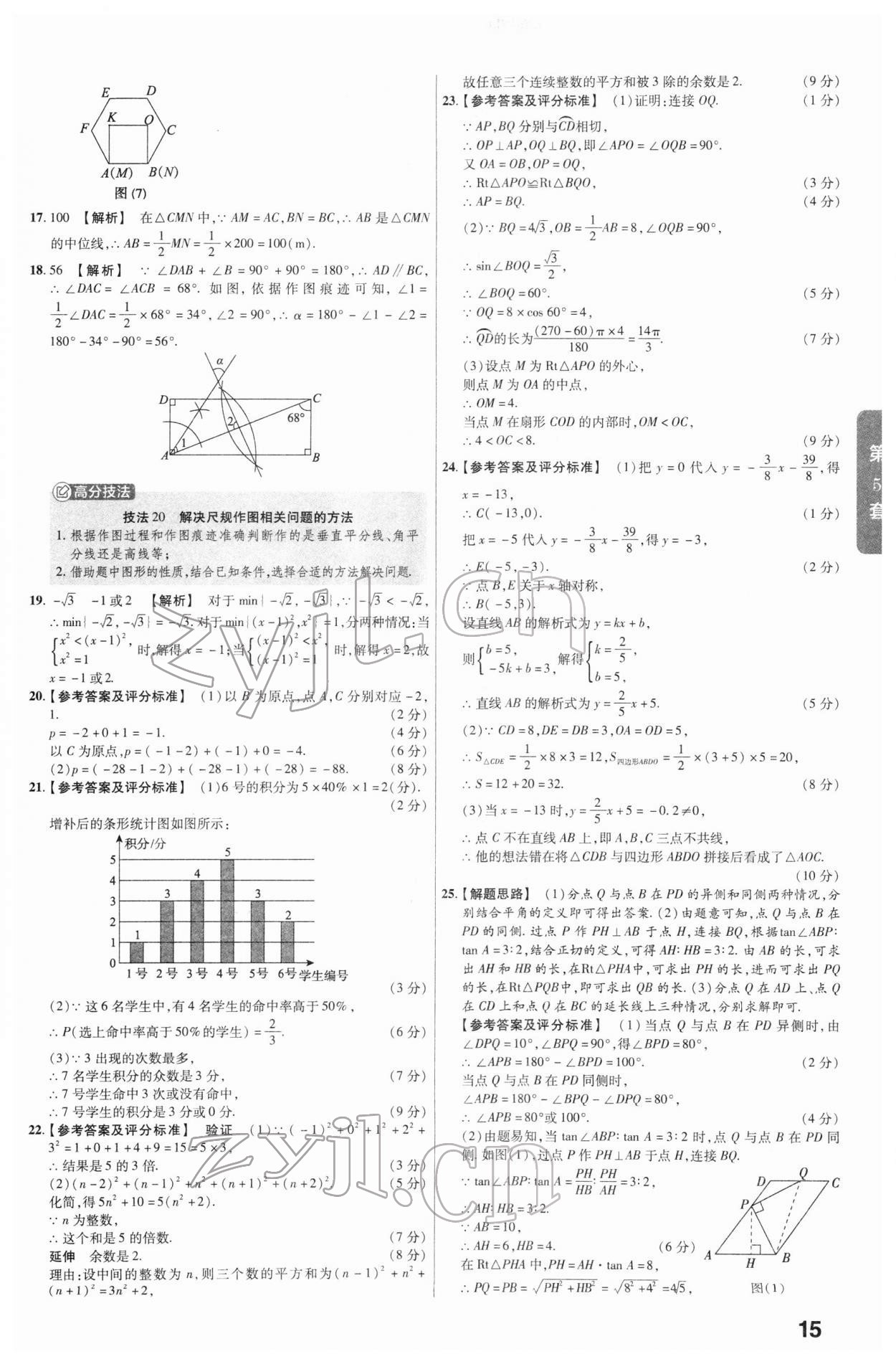 2022年金考卷河北中考45套汇编数学 参考答案第15页