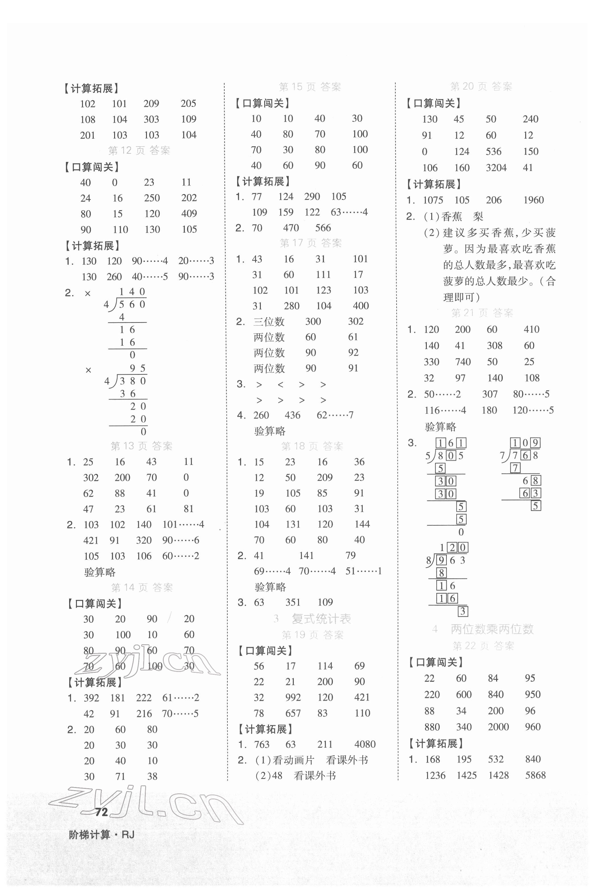 2022年階梯計(jì)算三年級(jí)下冊(cè)人教版 第2頁(yè)