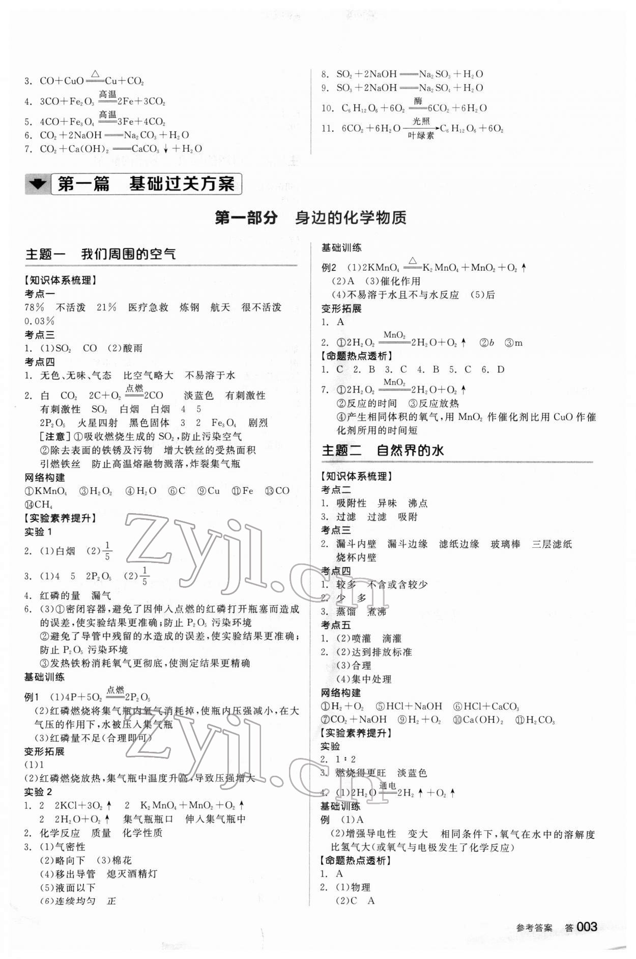 2022年全品中考復(fù)習(xí)方案化學(xué)新疆專版 參考答案第2頁