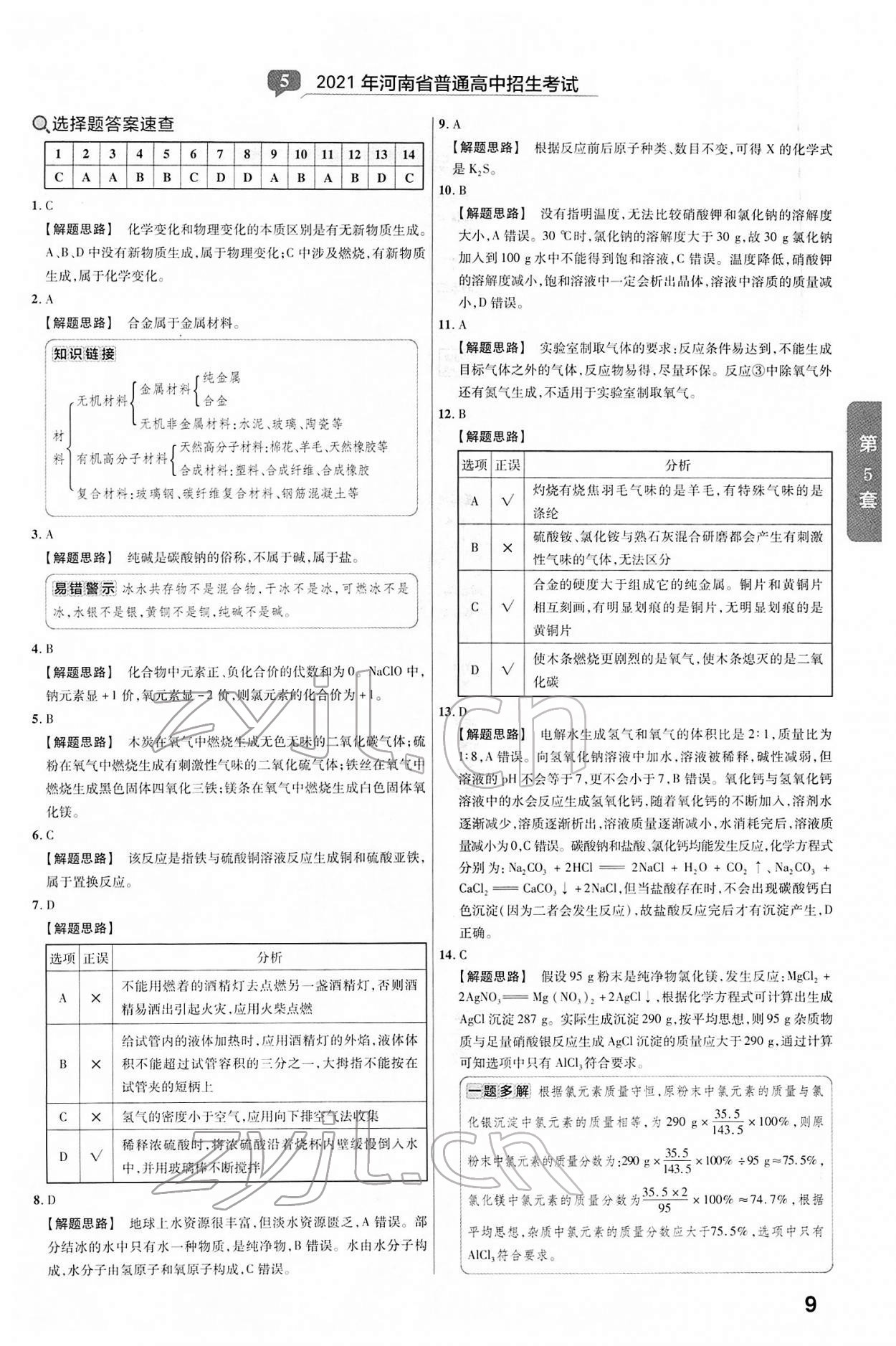 2022年金考卷中考真題匯編45套化學(xué) 第9頁