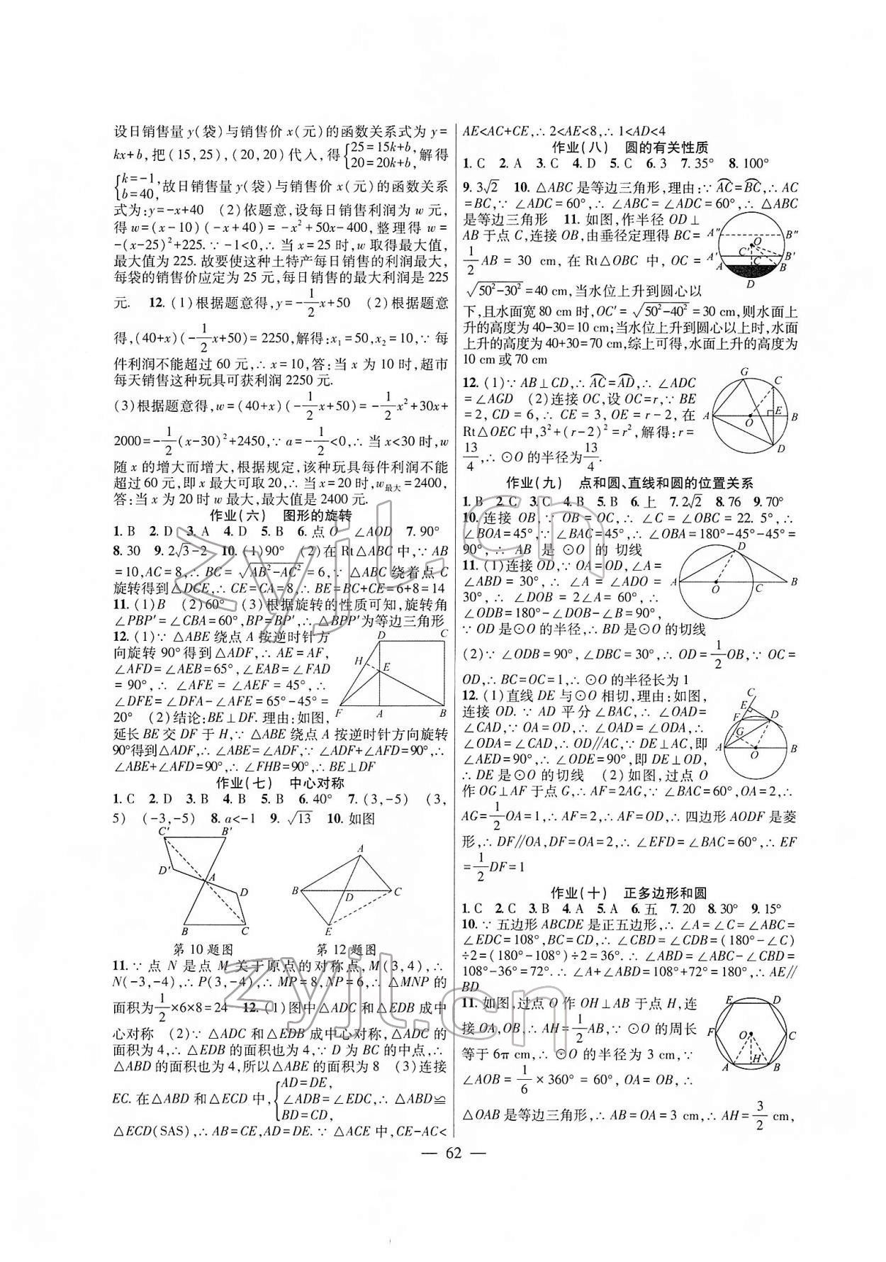 2022年寒假作业九年级数学人教版新疆青少年出版社 第2页