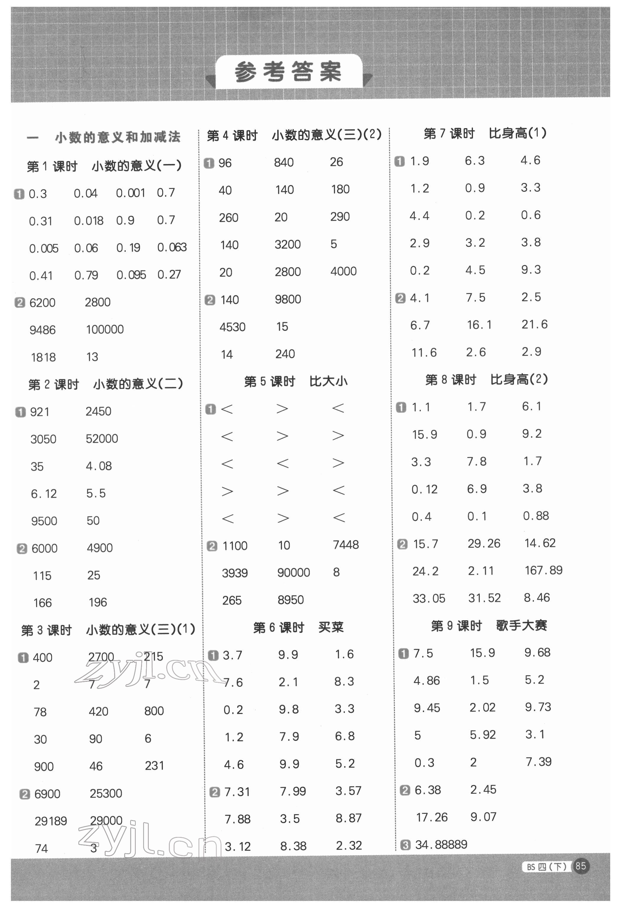 2022年陽(yáng)光同學(xué)計(jì)算小達(dá)人四年級(jí)數(shù)學(xué)下冊(cè)北師大版 第1頁(yè)