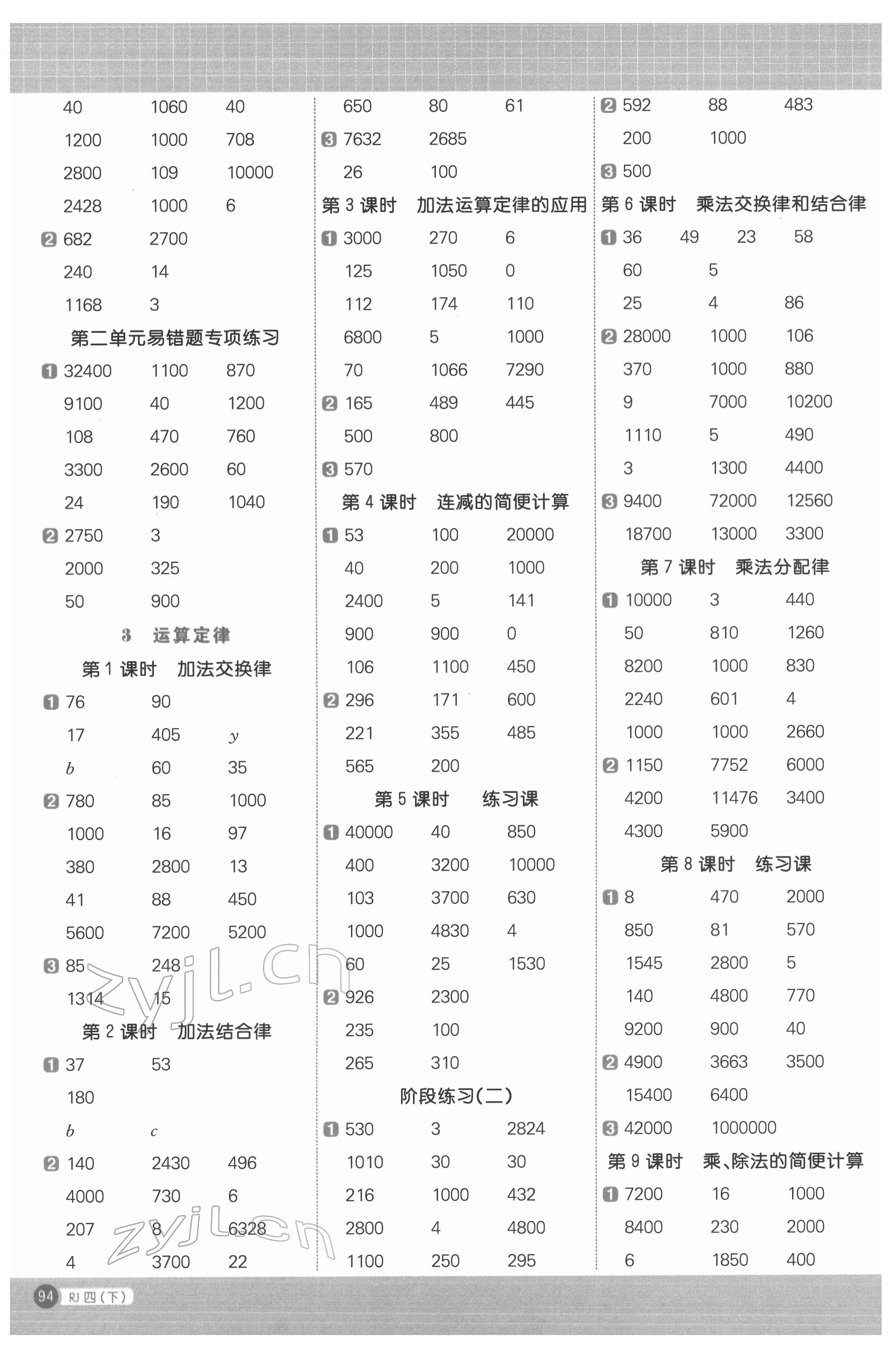 2022年陽光同學(xué)計(jì)算小達(dá)人四年級(jí)數(shù)學(xué)下冊(cè)人教版 第2頁