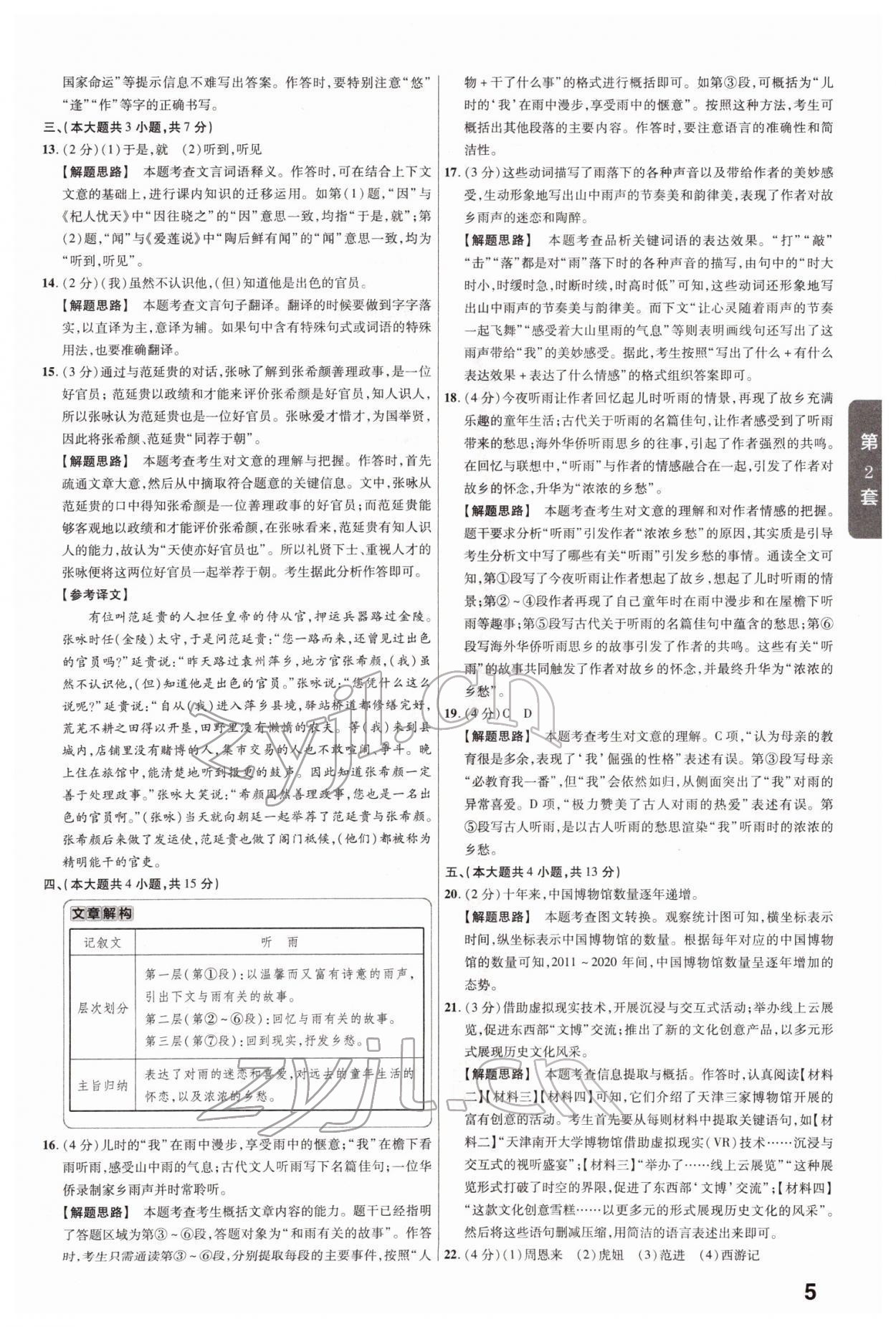 2022年金考卷中考真題匯編45套語文 參考答案第5頁