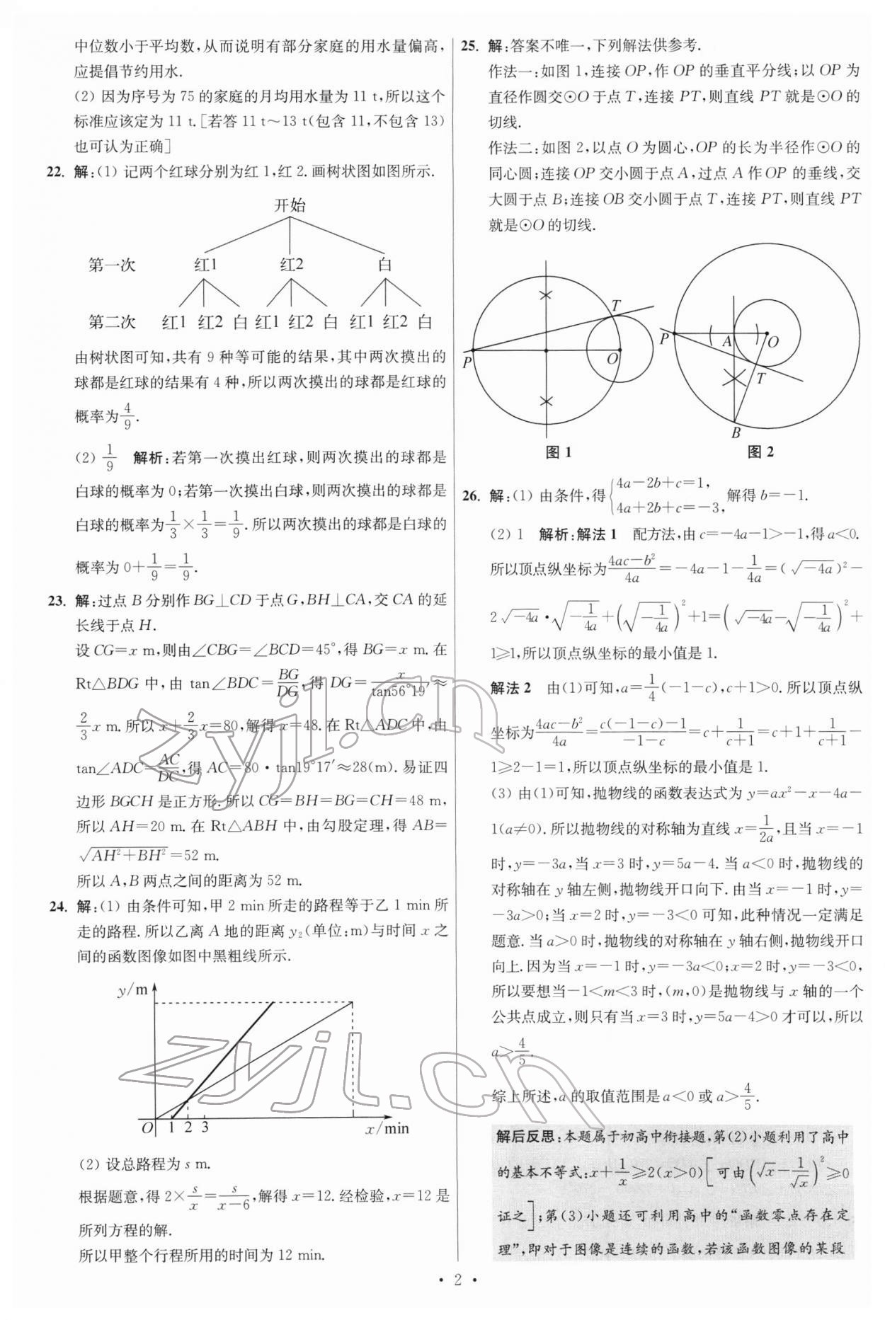 2022年江苏13大市中考试卷与标准模拟优化38套数学 参考答案第2页