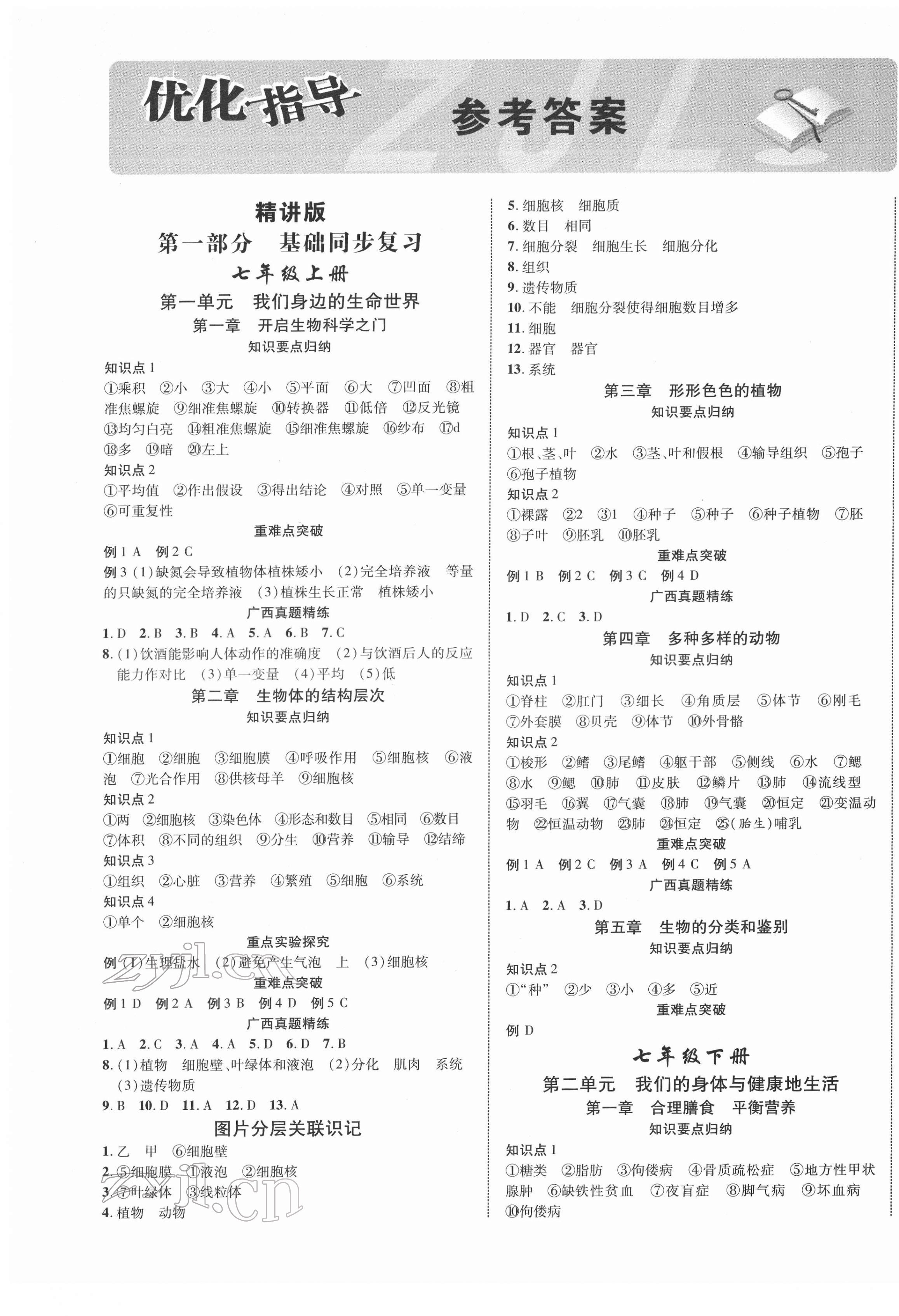 2022年廣西中考優化指導生物蘇教版 第1頁
