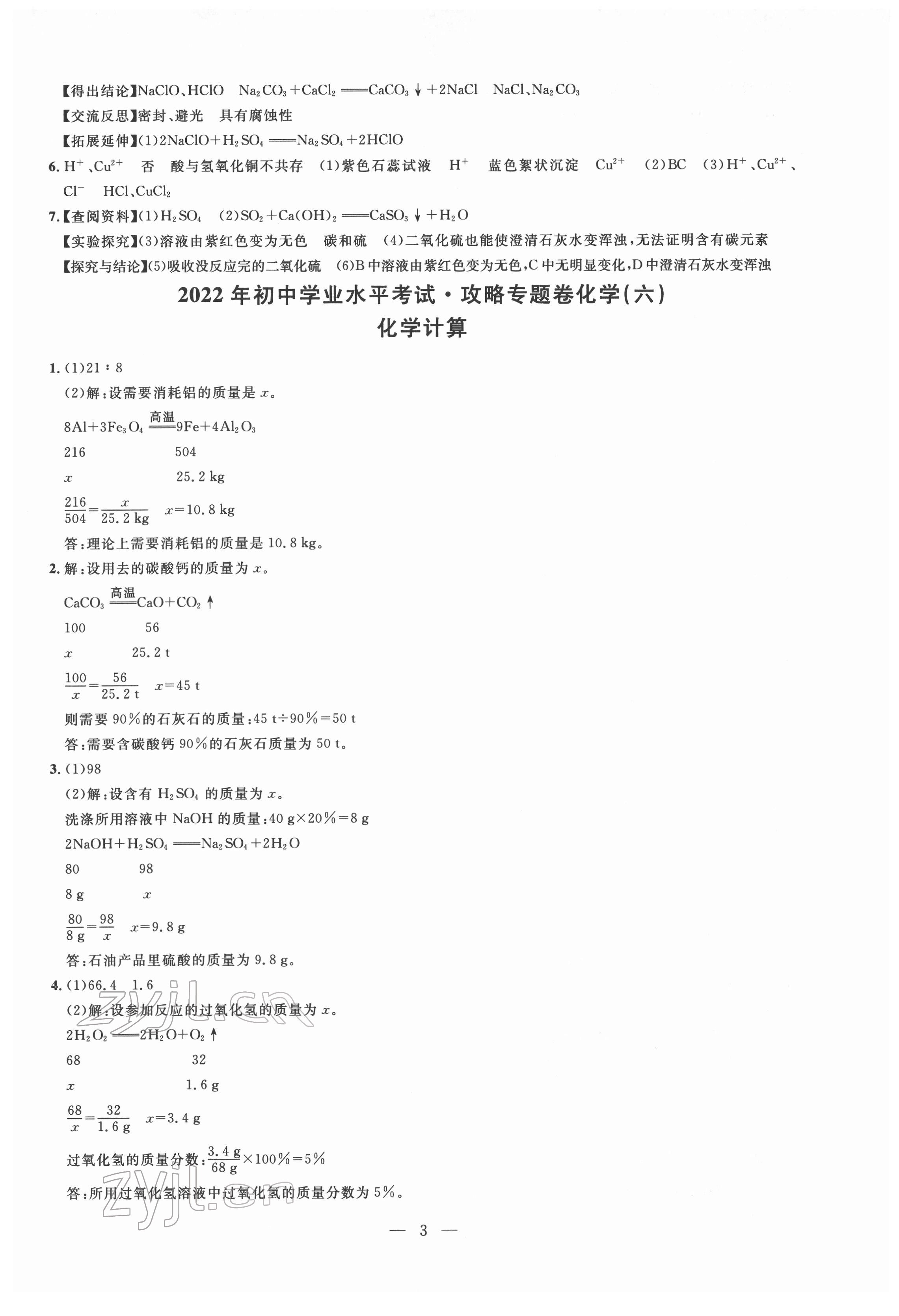 2022年中考攻略模擬試卷化學(xué)新疆專版 第3頁(yè)