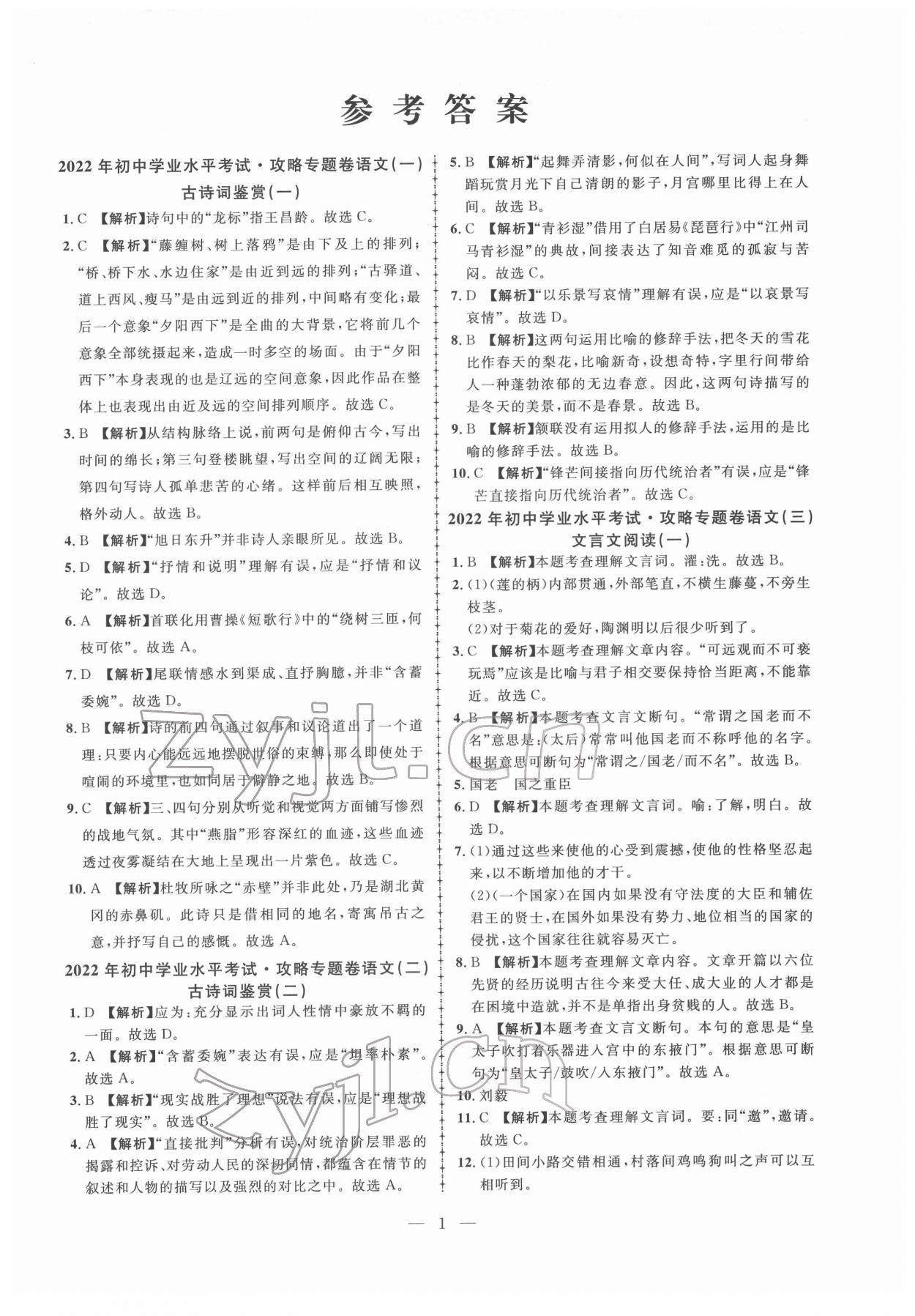 2022年中考攻略模擬試卷語(yǔ)文新疆專版 第1頁(yè)