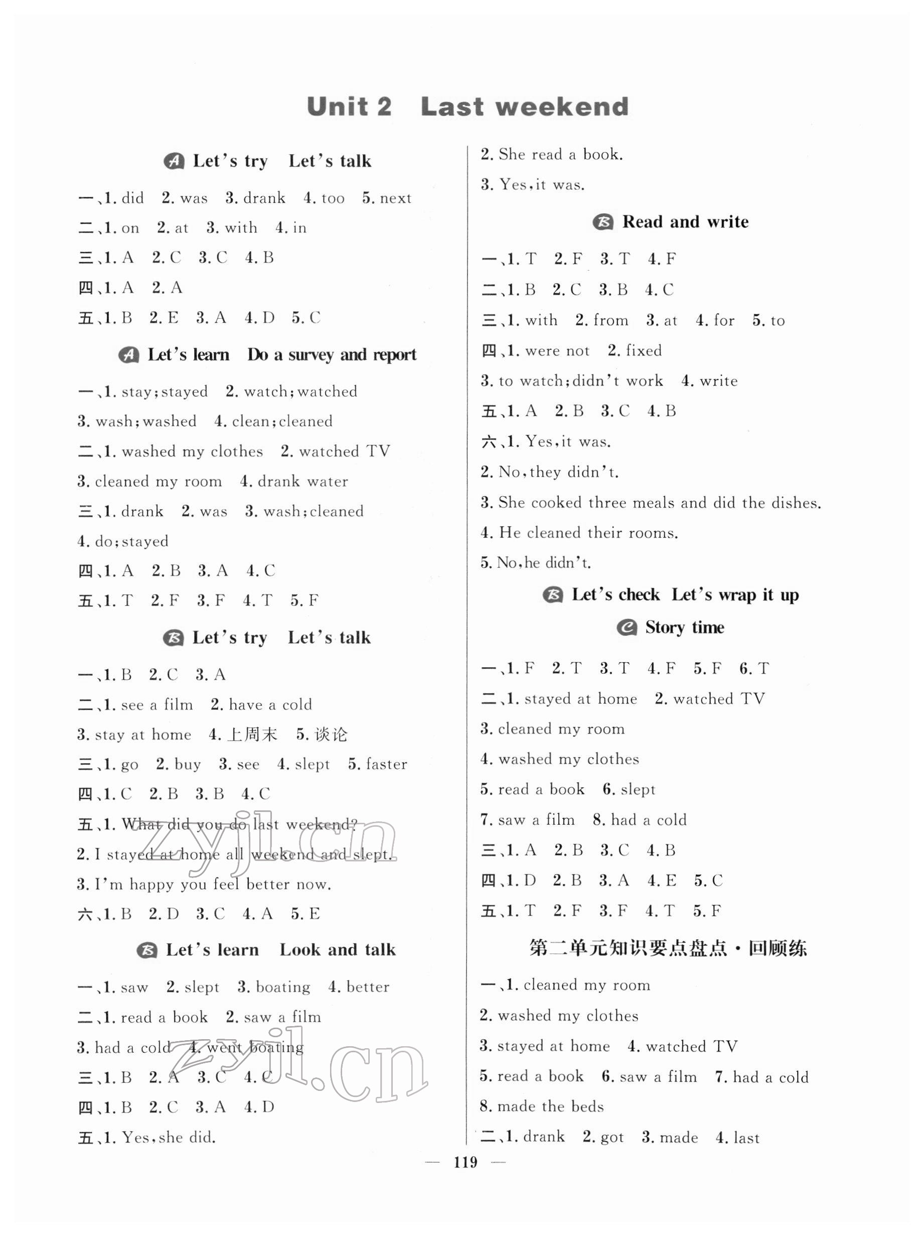 2022年核心素養(yǎng)天天練六年級(jí)英語下冊(cè)人教版 參考答案第3頁