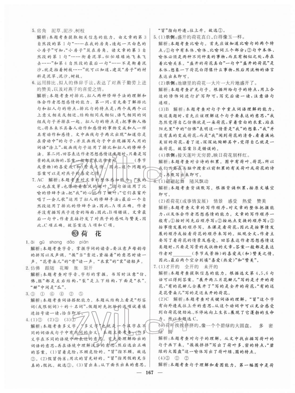 2022年核心素養(yǎng)天天練三年級(jí)語(yǔ)文下冊(cè)人教版 參考答案第3頁(yè)