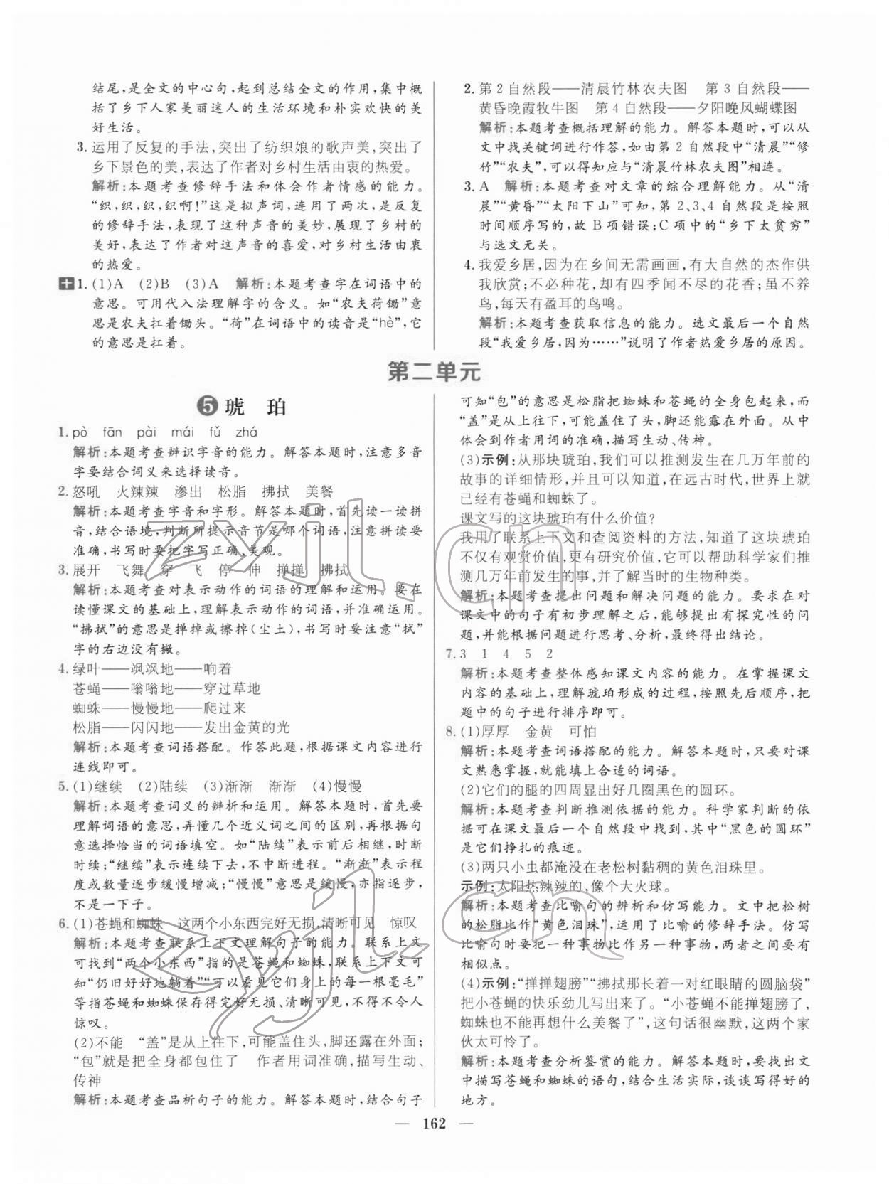 2022年核心素養(yǎng)天天練四年級(jí)語文下冊(cè)人教版 參考答案第6頁