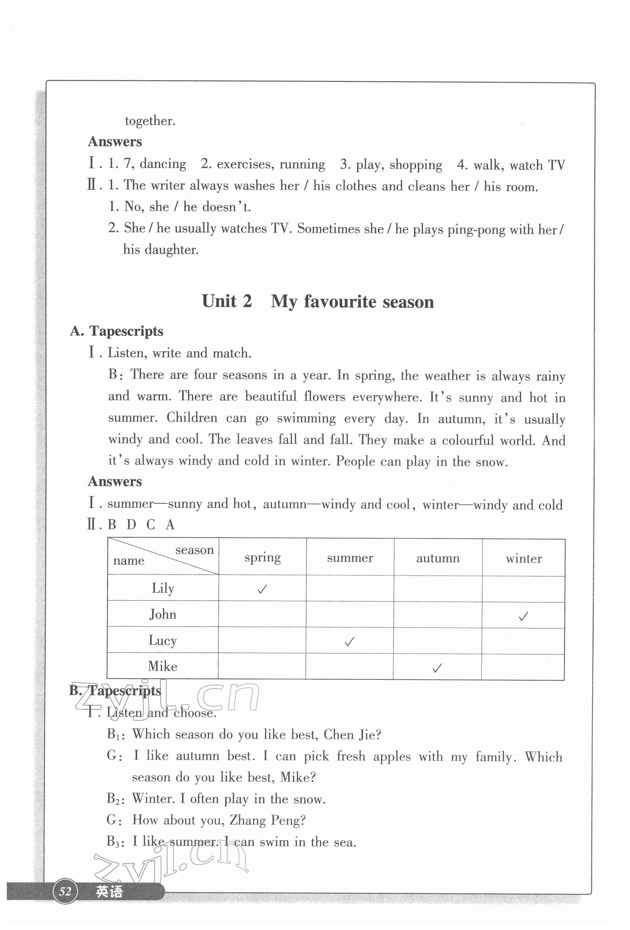 2022年同步練習浙江教育出版社五年級英語下冊人教版 參考答案第3頁