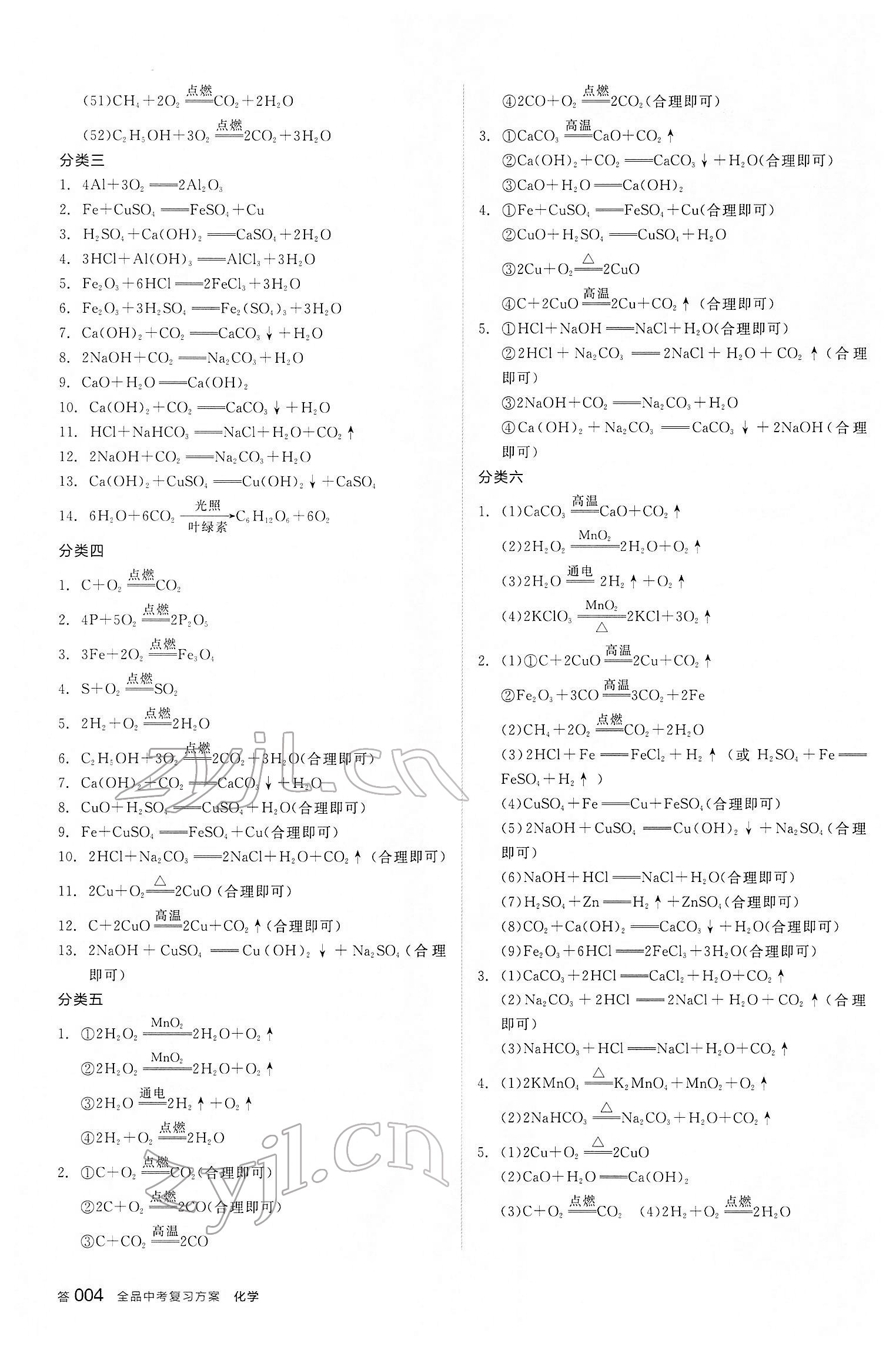 2022年全品中考復(fù)習(xí)方案化學(xué)河北專版 參考答案第3頁