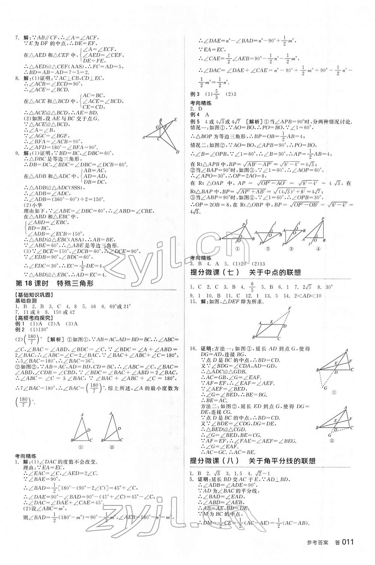 2022年全品中考复习方案数学河北专版 参考答案第10页