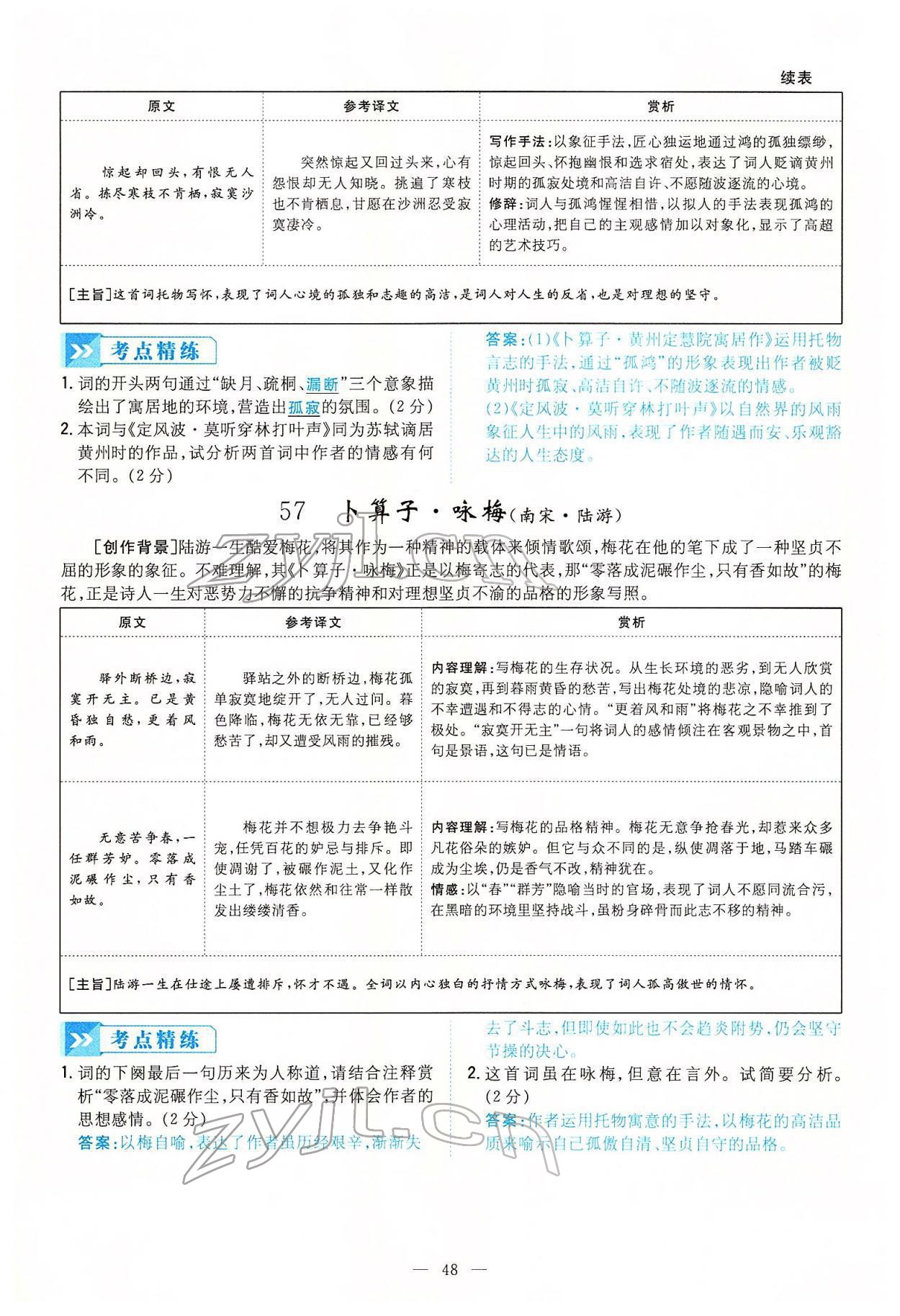 2022年云南省初中學(xué)業(yè)水平考試導(dǎo)與練語文云南專版 第48頁