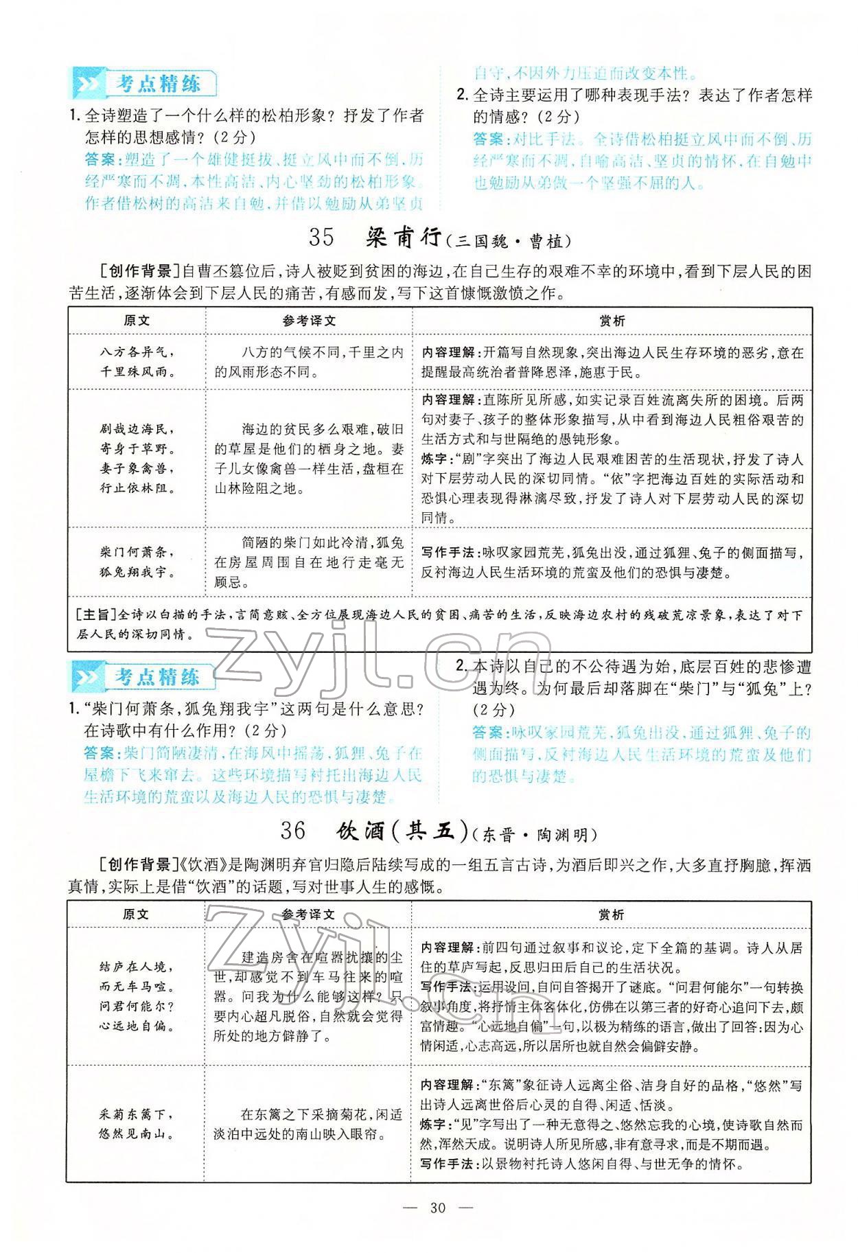 2022年云南省初中學(xué)業(yè)水平考試導(dǎo)與練語文云南專版 第30頁